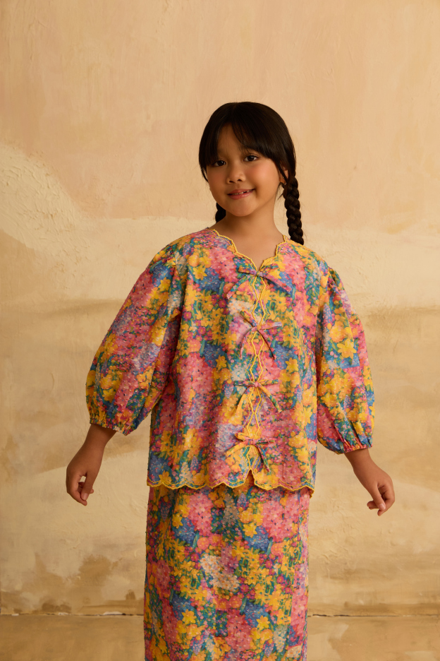 Mini Julia Yellow Flora Lace Kebaya