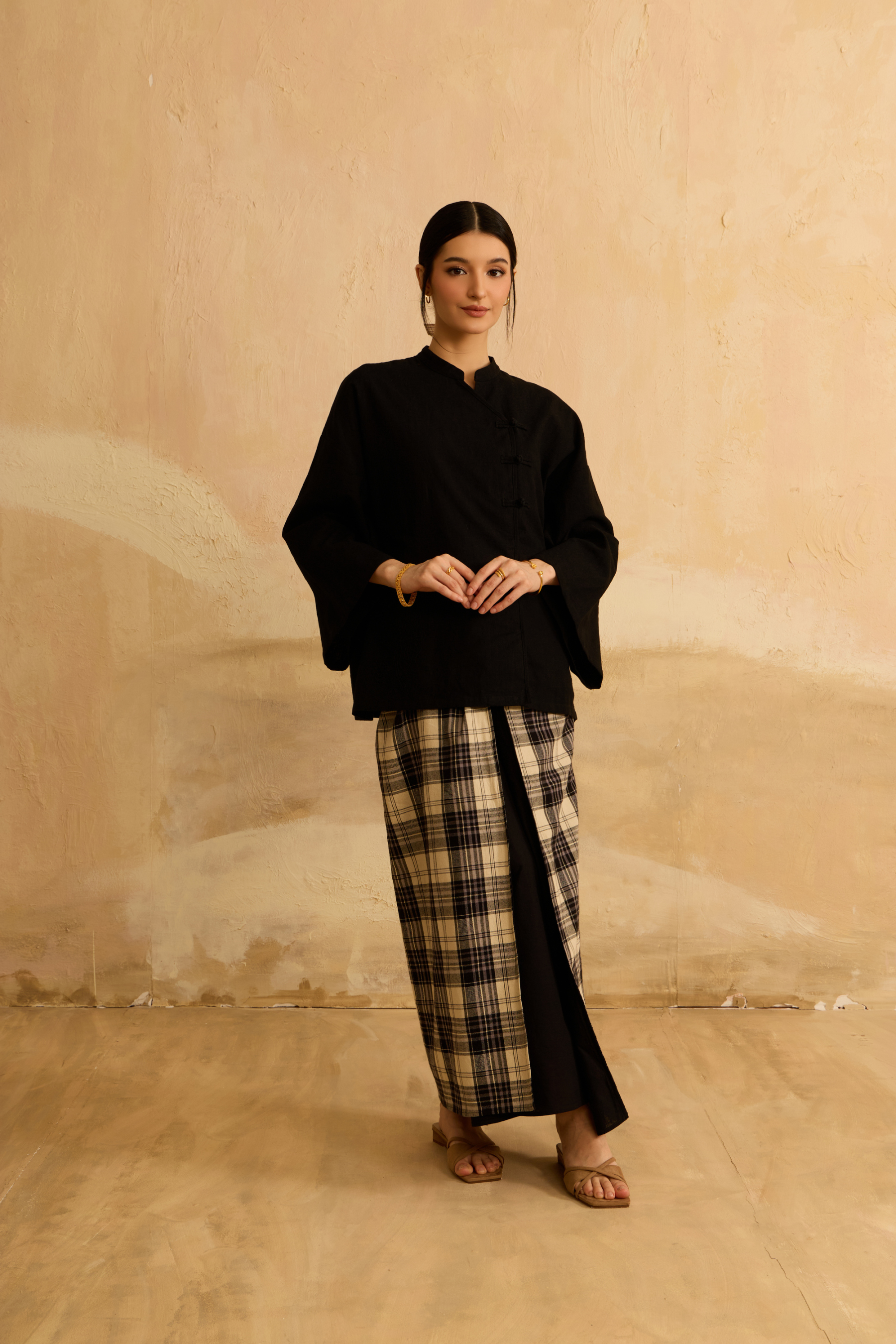 Nadra Black Embroidered Boxy Top