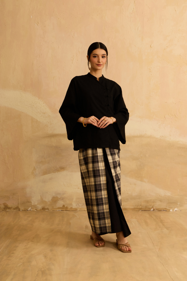 Nadra Black Embroidered Boxy Top