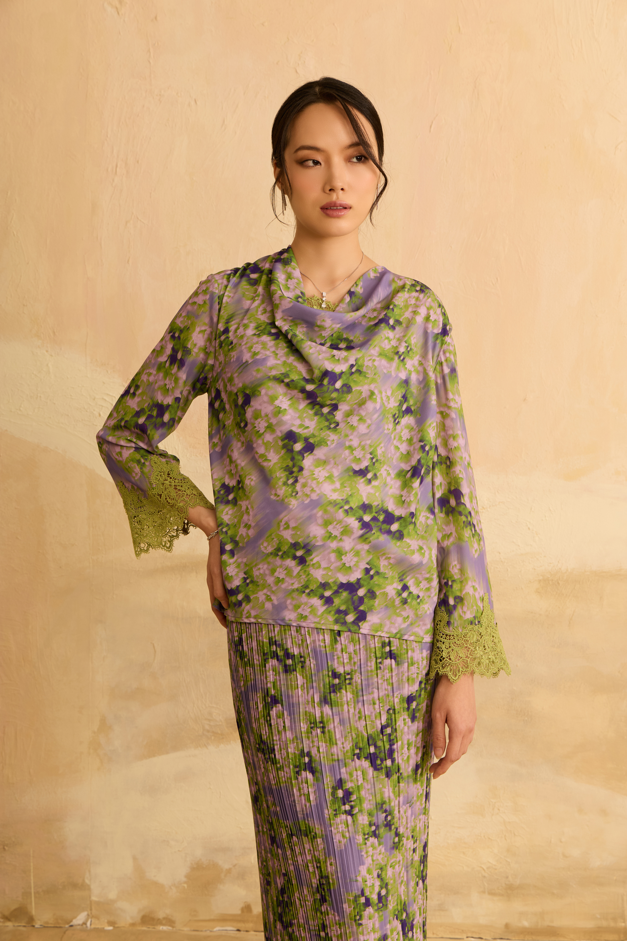 Juwita Purple Draped Pleated Kurung