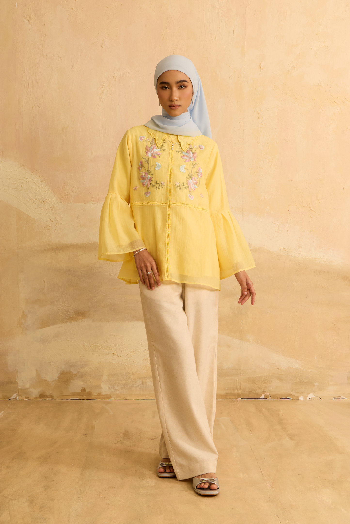 Nirmala Butter Yellow Embroidery Top