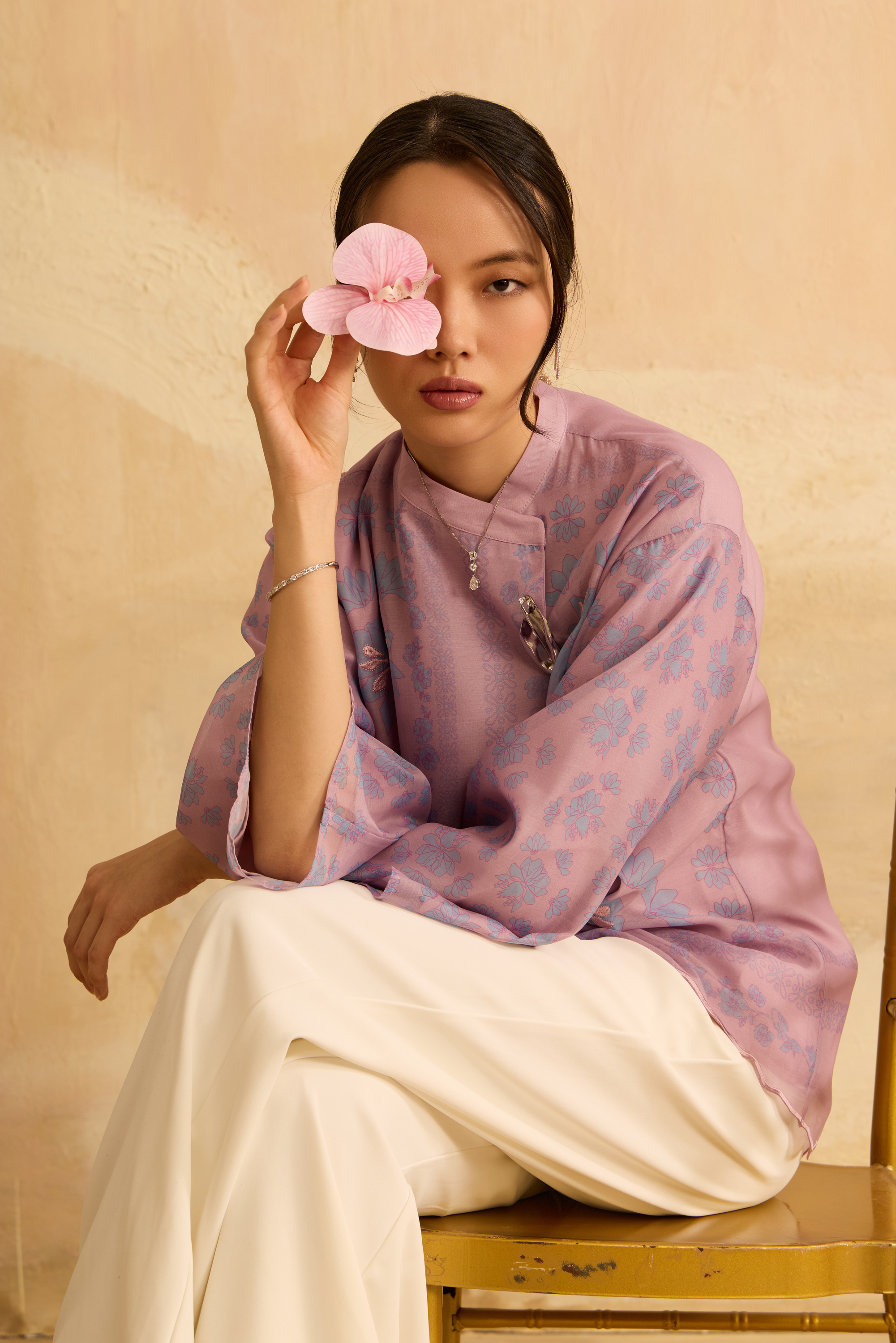 Elda Lilac Printed Boxy Top