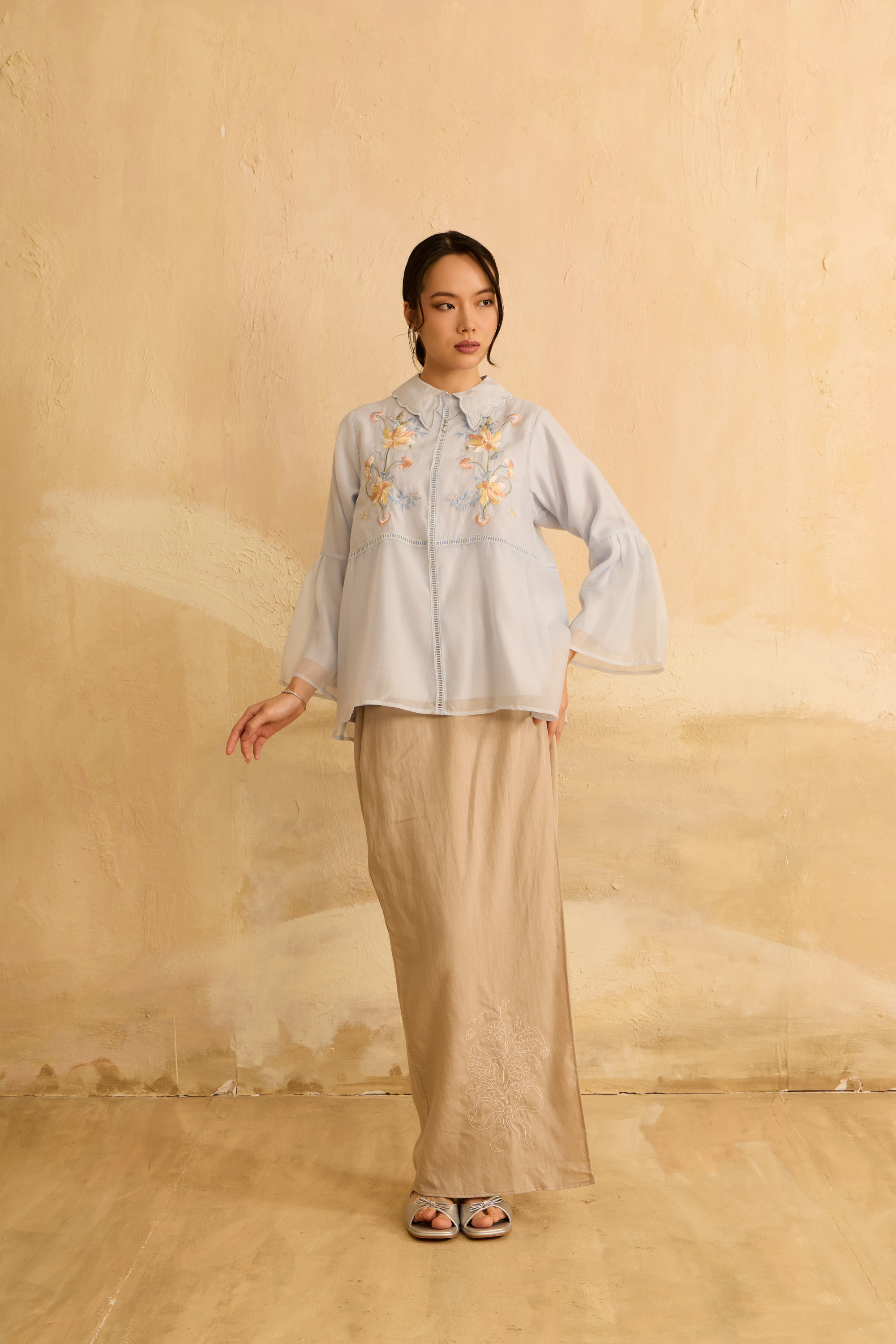 Nirmala Light Blue Embroidery Top