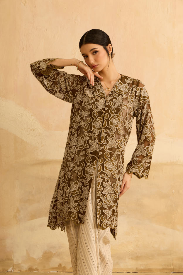 Suri Olive Green Floral Lace Kebaya