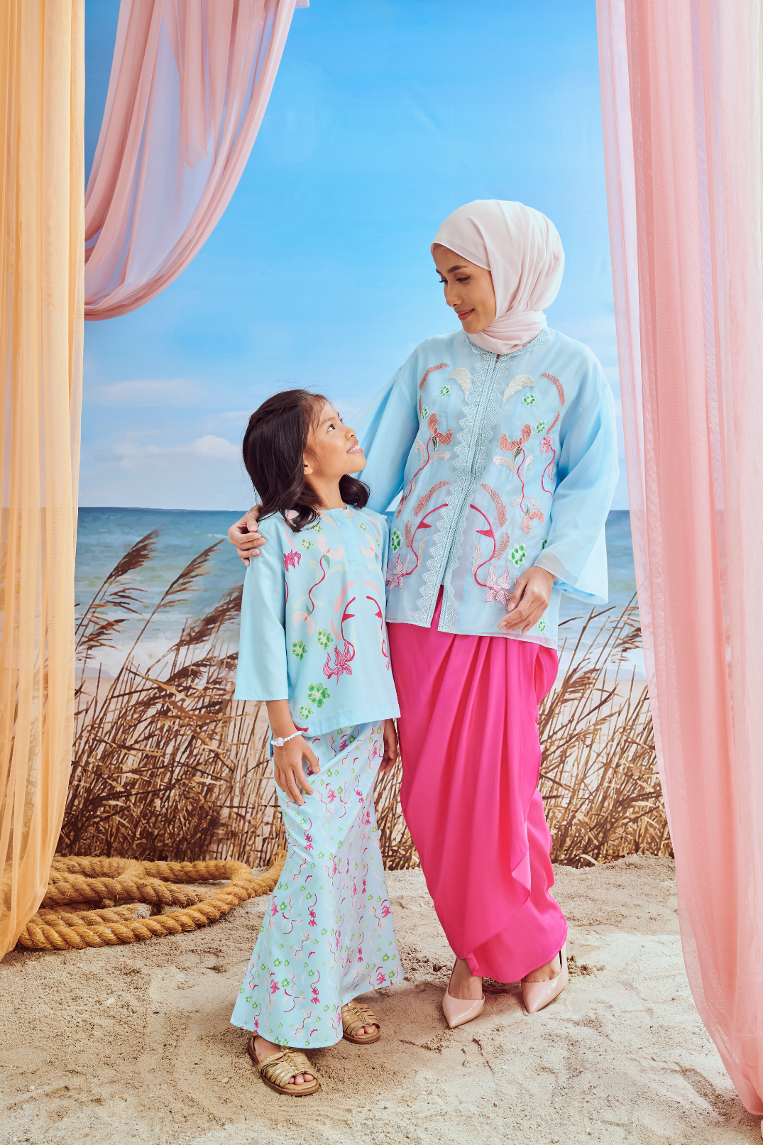 Mini Hanna Soft Blue Baju Kurung
