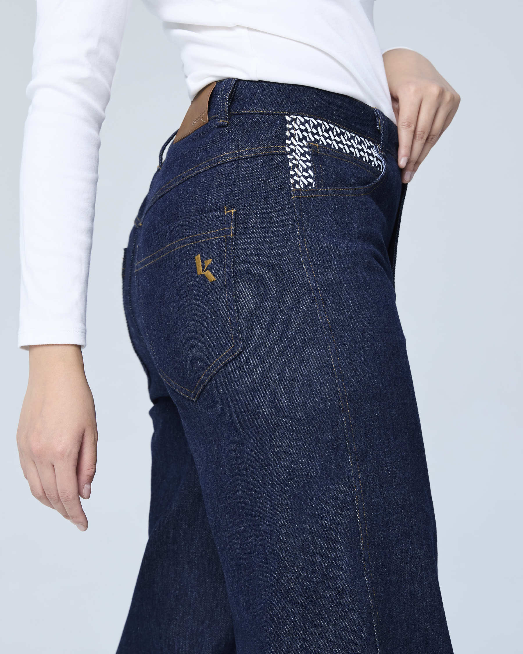 Dark Blue Stamp Denim Regular Straight Jeans