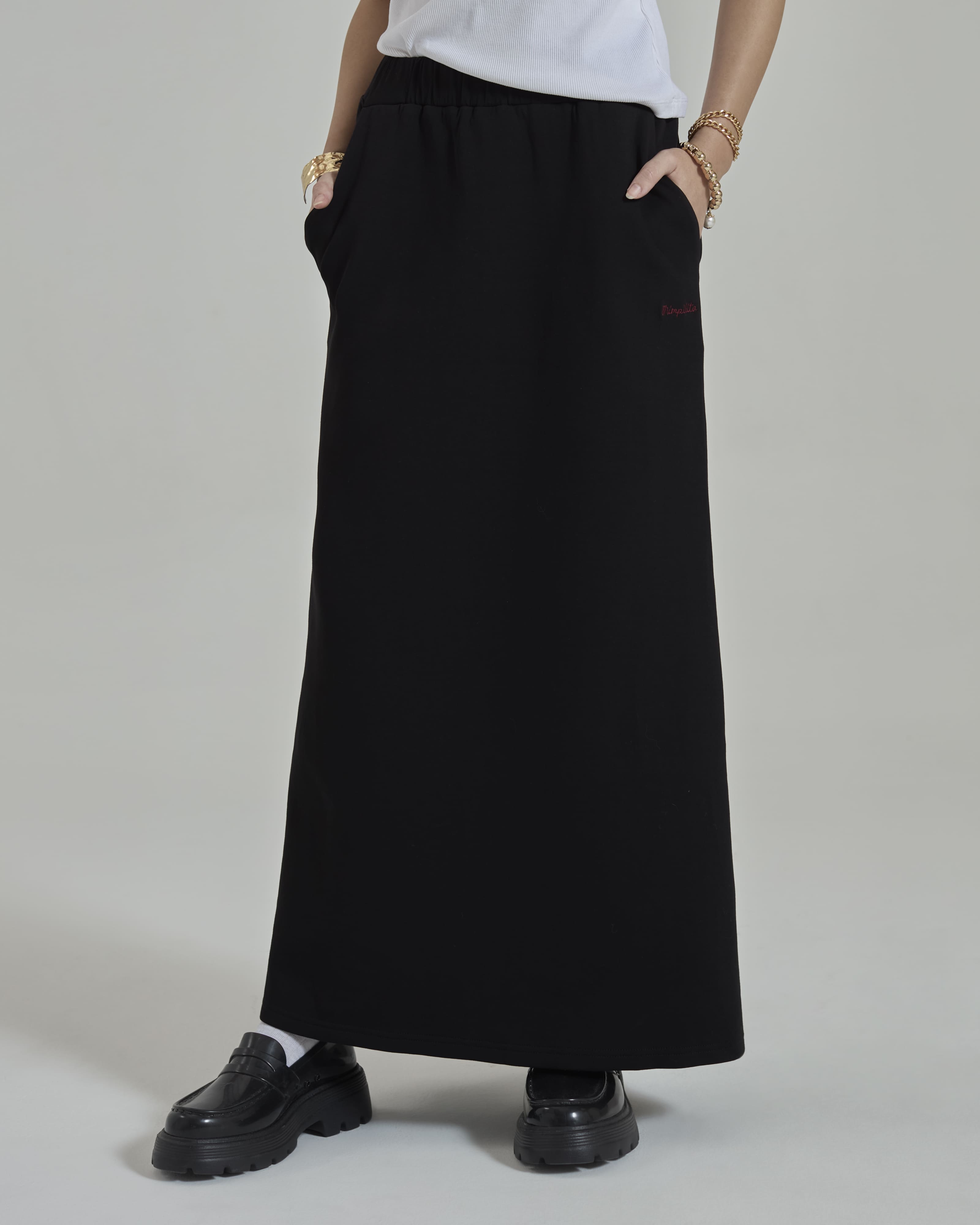 Donna Black Monogram A-Line Skirt