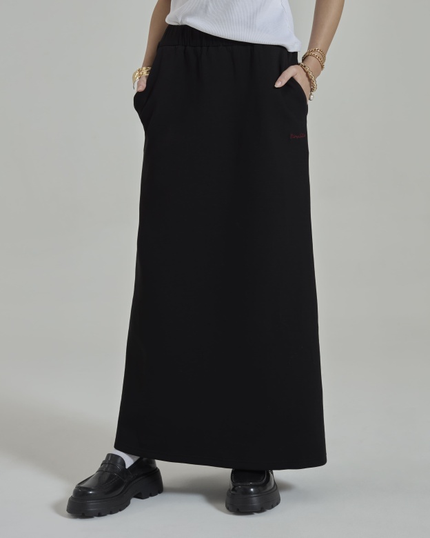 Donna Black Monogram A-Line Skirt