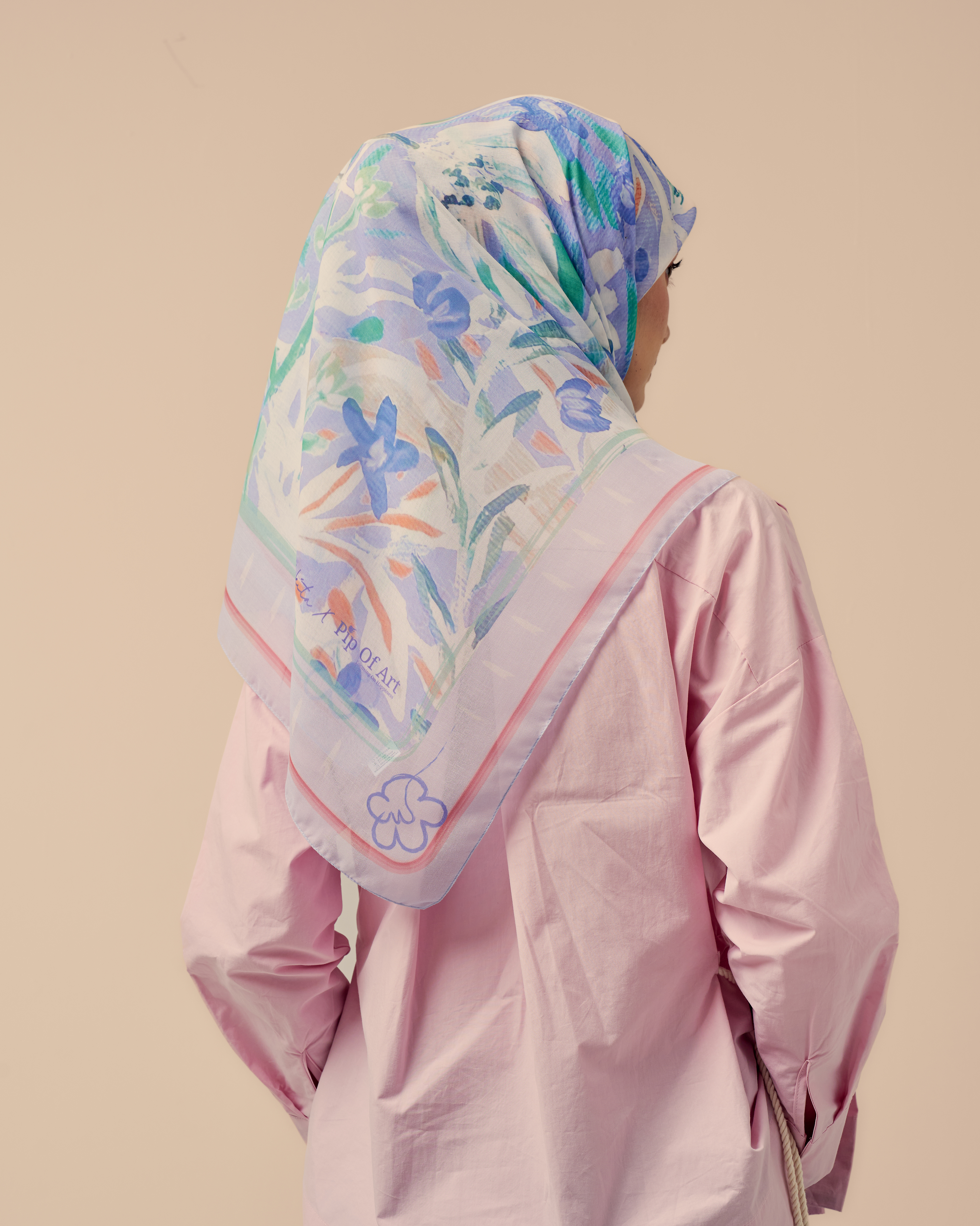 Mimpikita x Pip Of Art "She Blooms" Square Voile Scarf