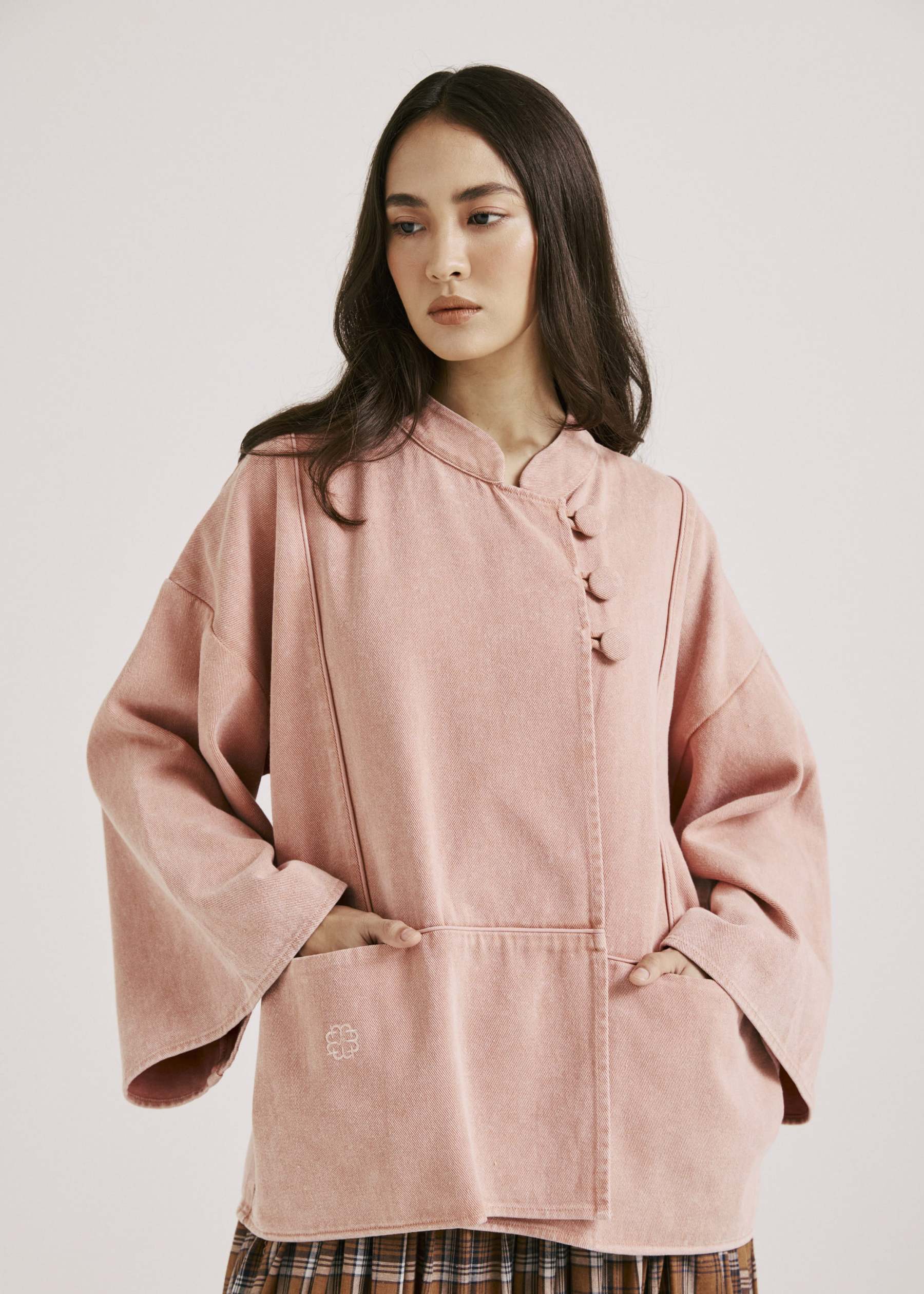 Rasha Peach Fuzz Monogram Denim Kimono