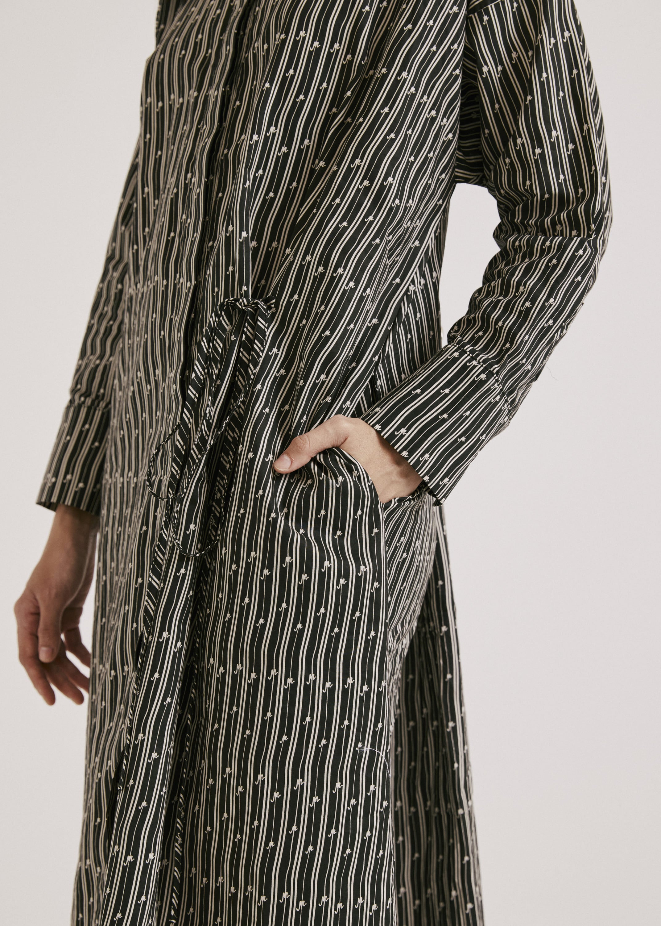 Ayva Black-Off White Printed Long Dress