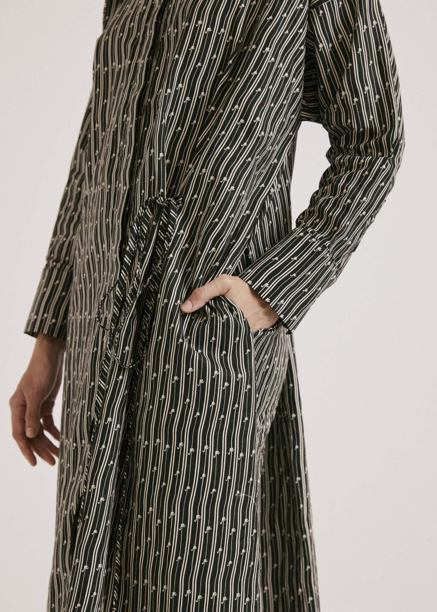 Ayva Black-Off White Printed Long Dress