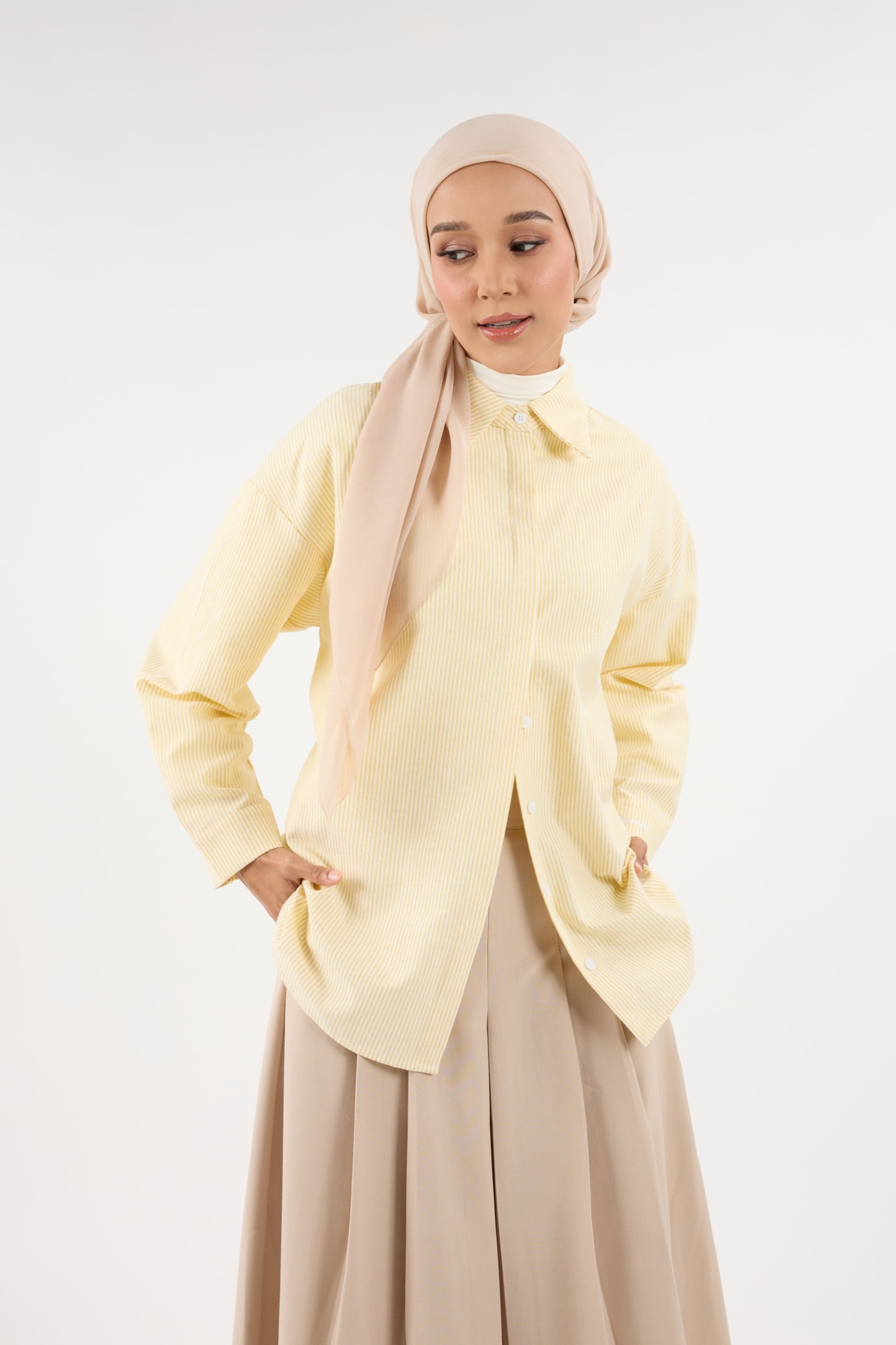 Harmoni Butter Yellow Striped Linen Shirt