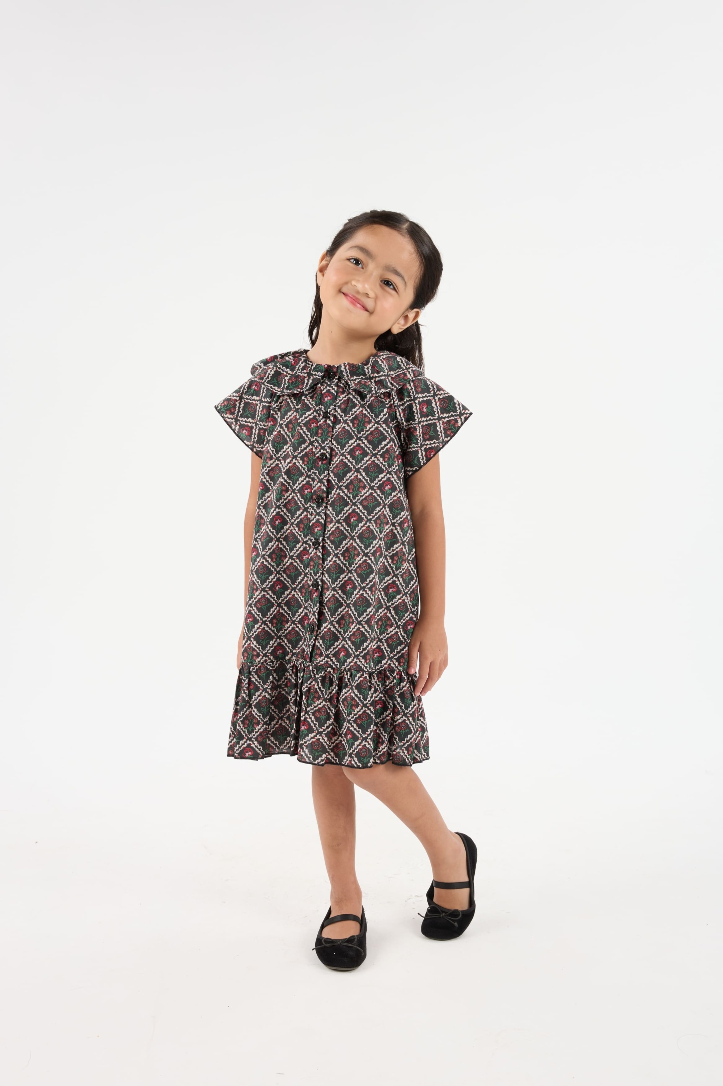 Memoria Black Mini Flounce Dress - Girls