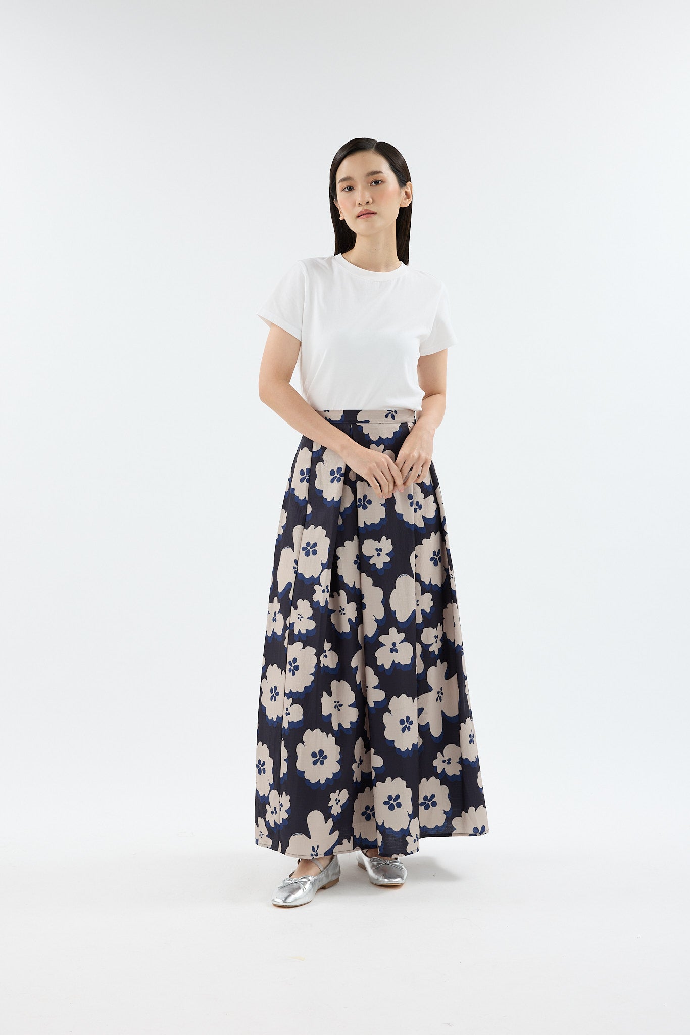 Fiora Black Printed Flare Skirt
