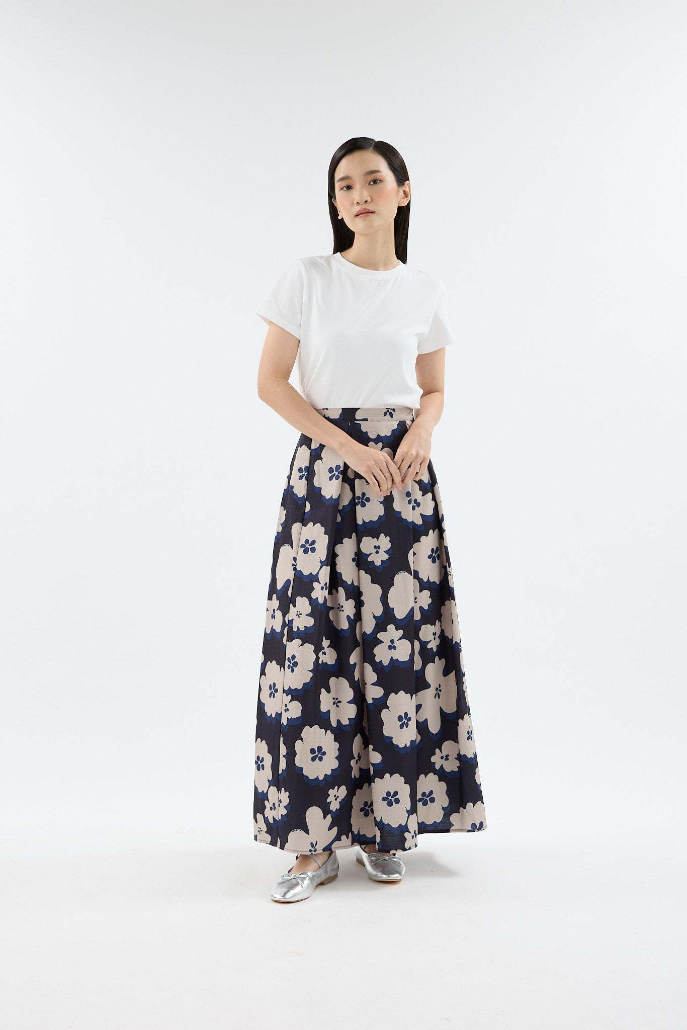 Fiora Black Printed Flare Skirt