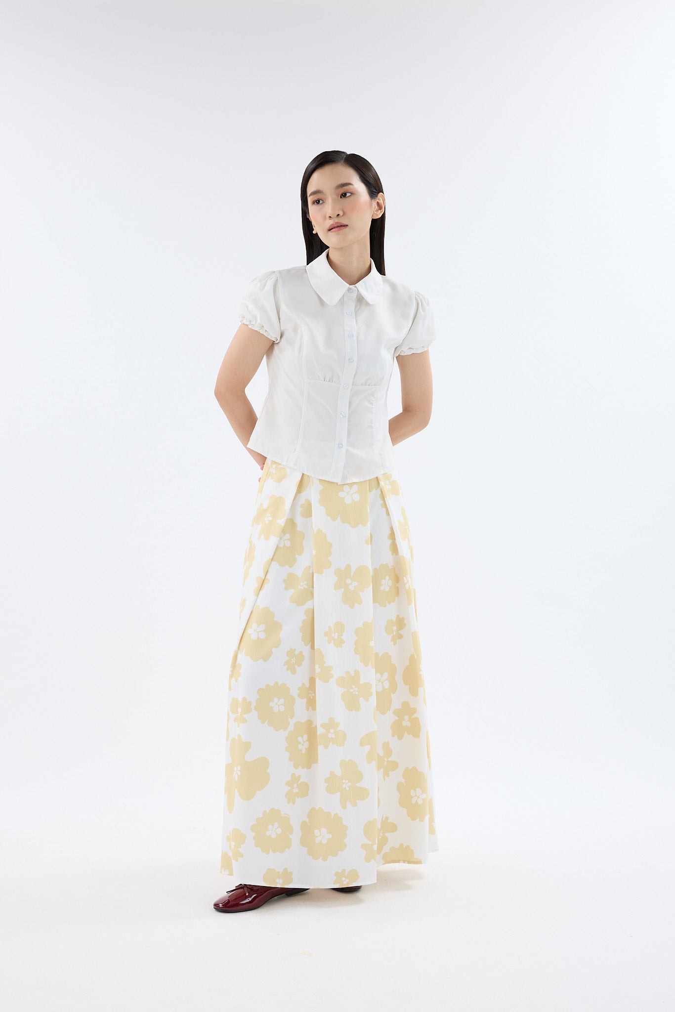Fiora White Printed Flare Skirt