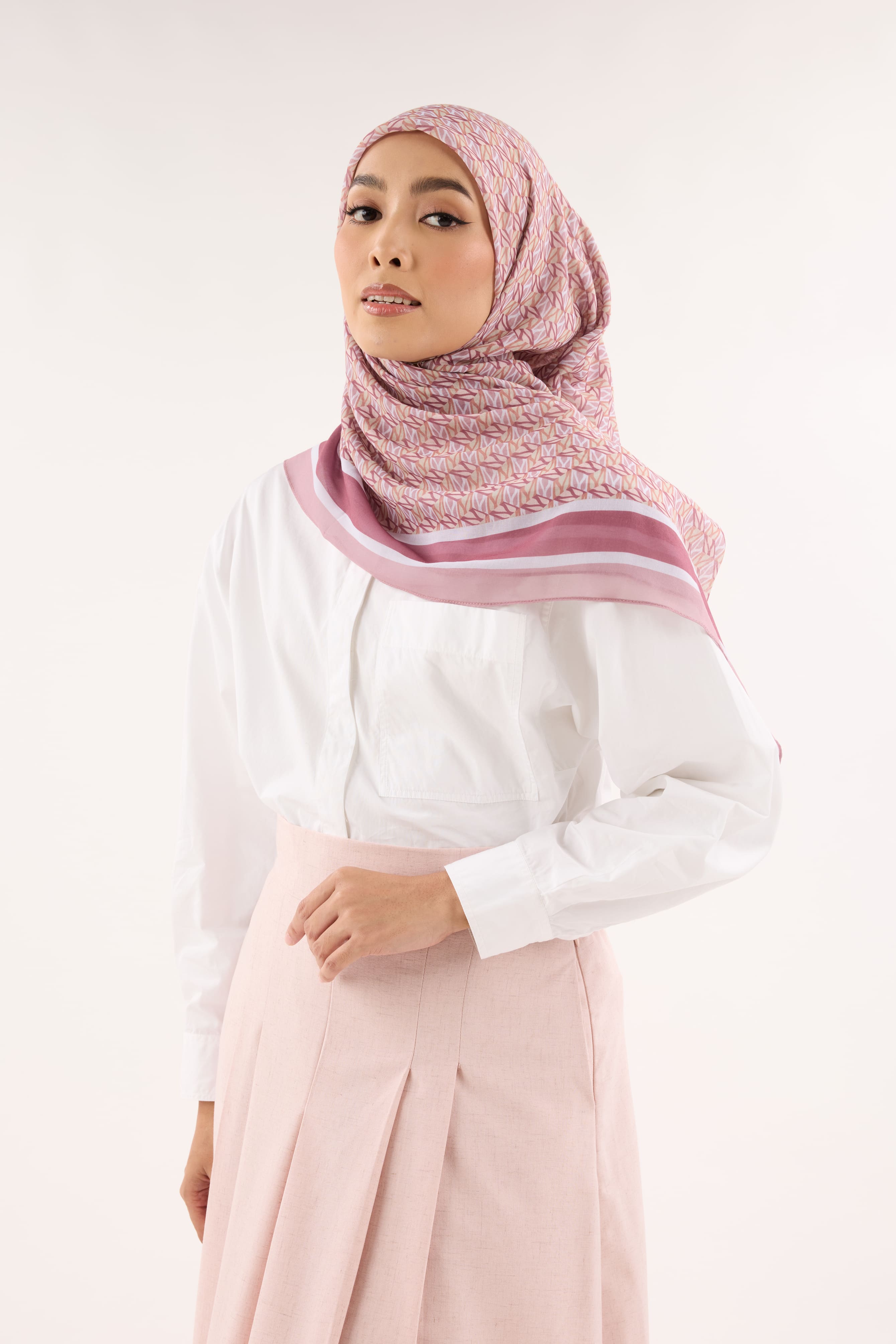Arica Deep Blush Emblem Square Scarf