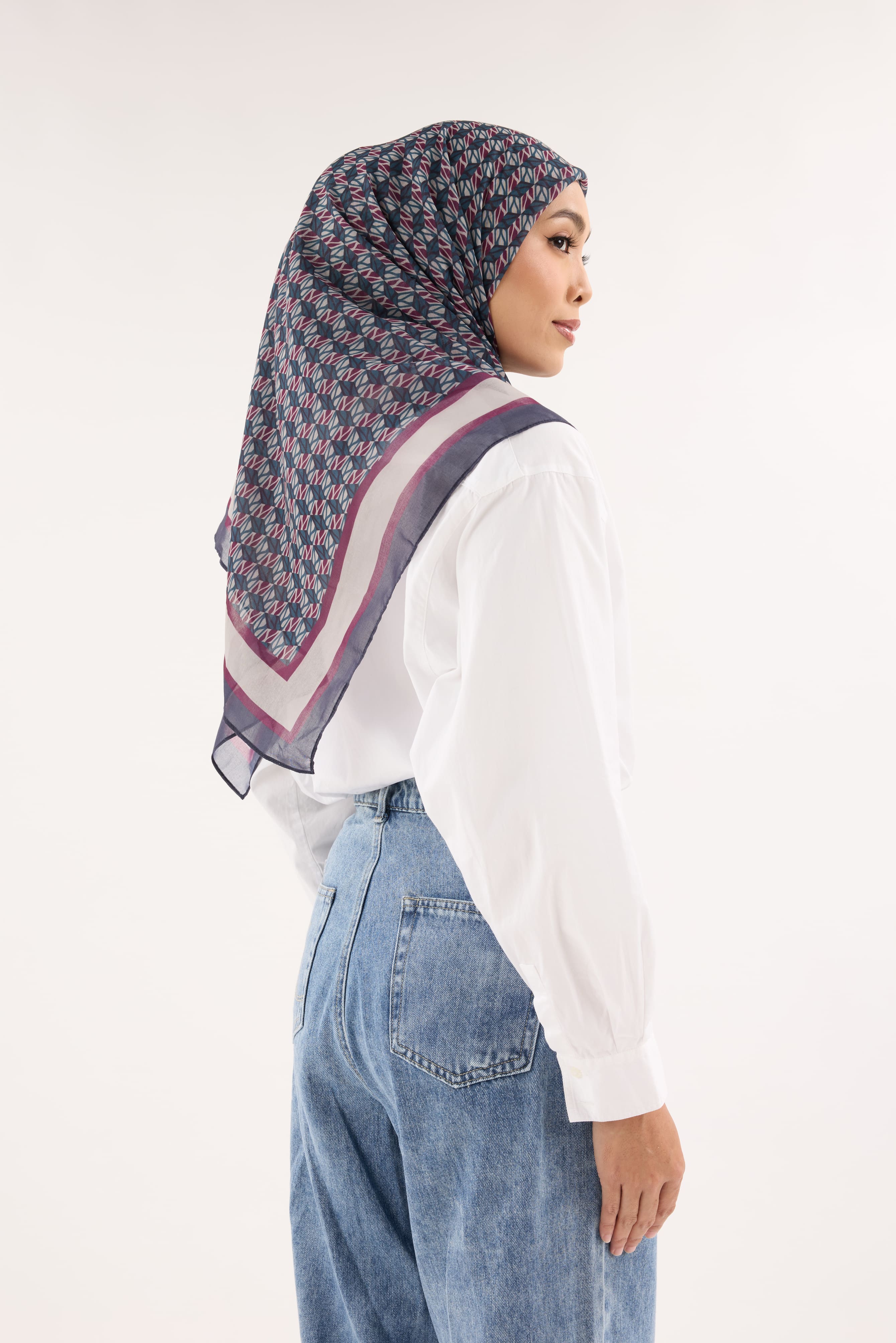 Arica Ash-Burgundy Emblem Square Scarf