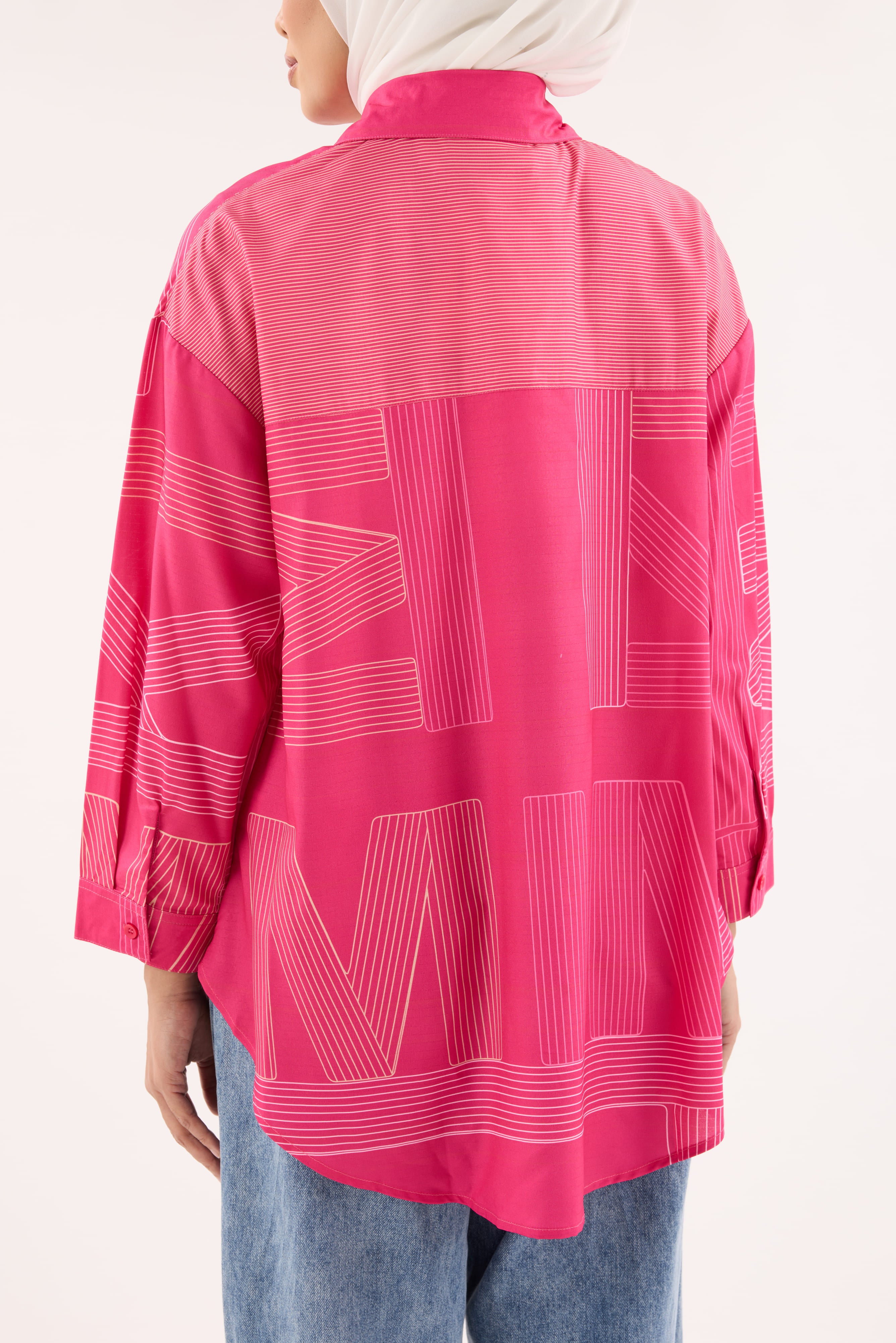 Avery Magenta Printed Oversized Shirt