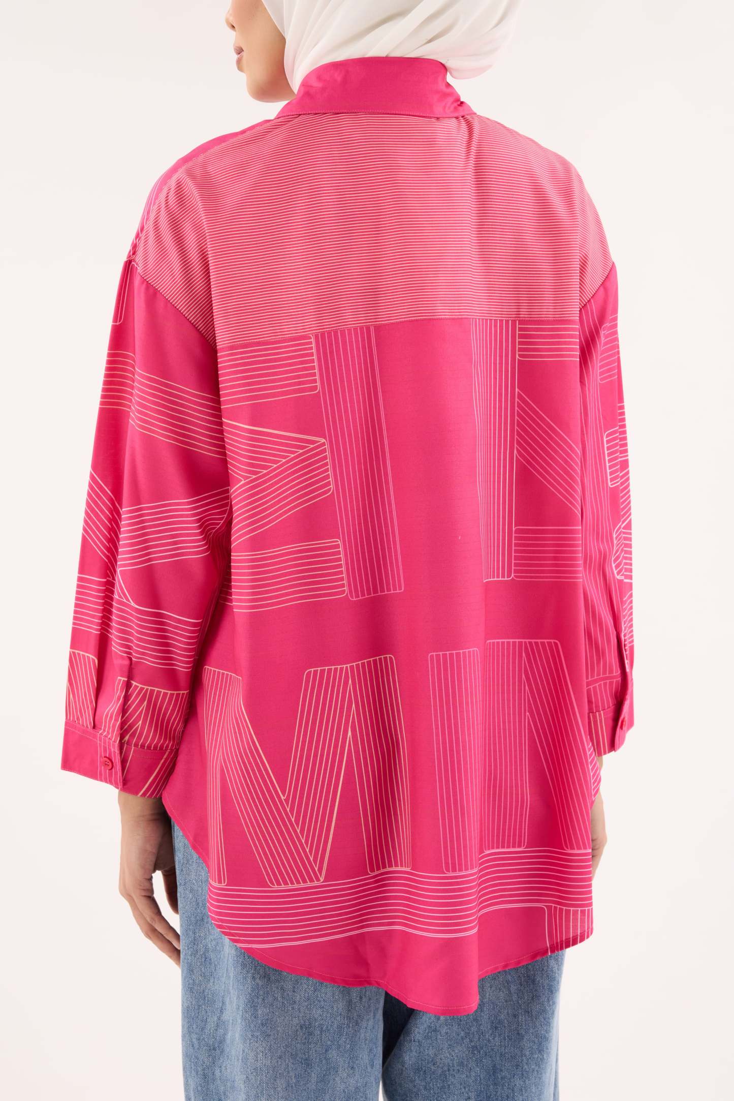 Avery Magenta Printed Oversized Shirt