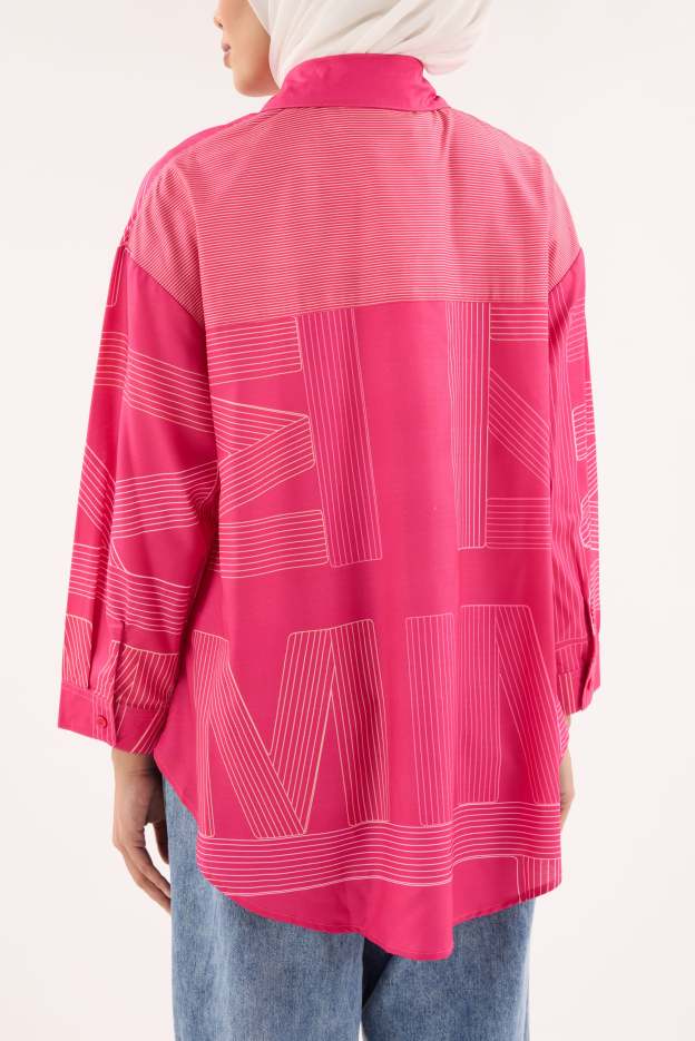 Avery Magenta Printed Oversized Shirt