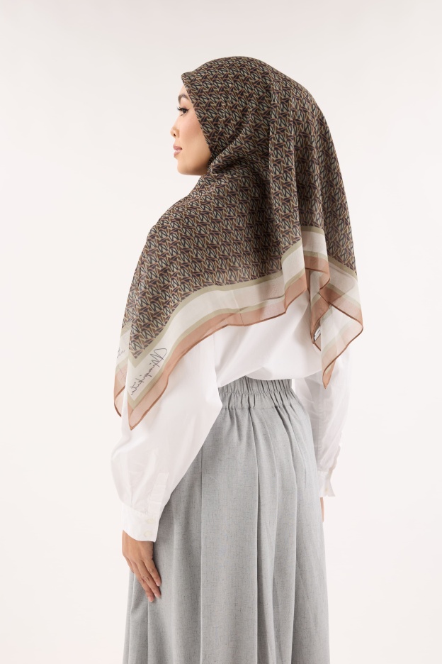 Arica Latte Brown Emblem Square Scarf