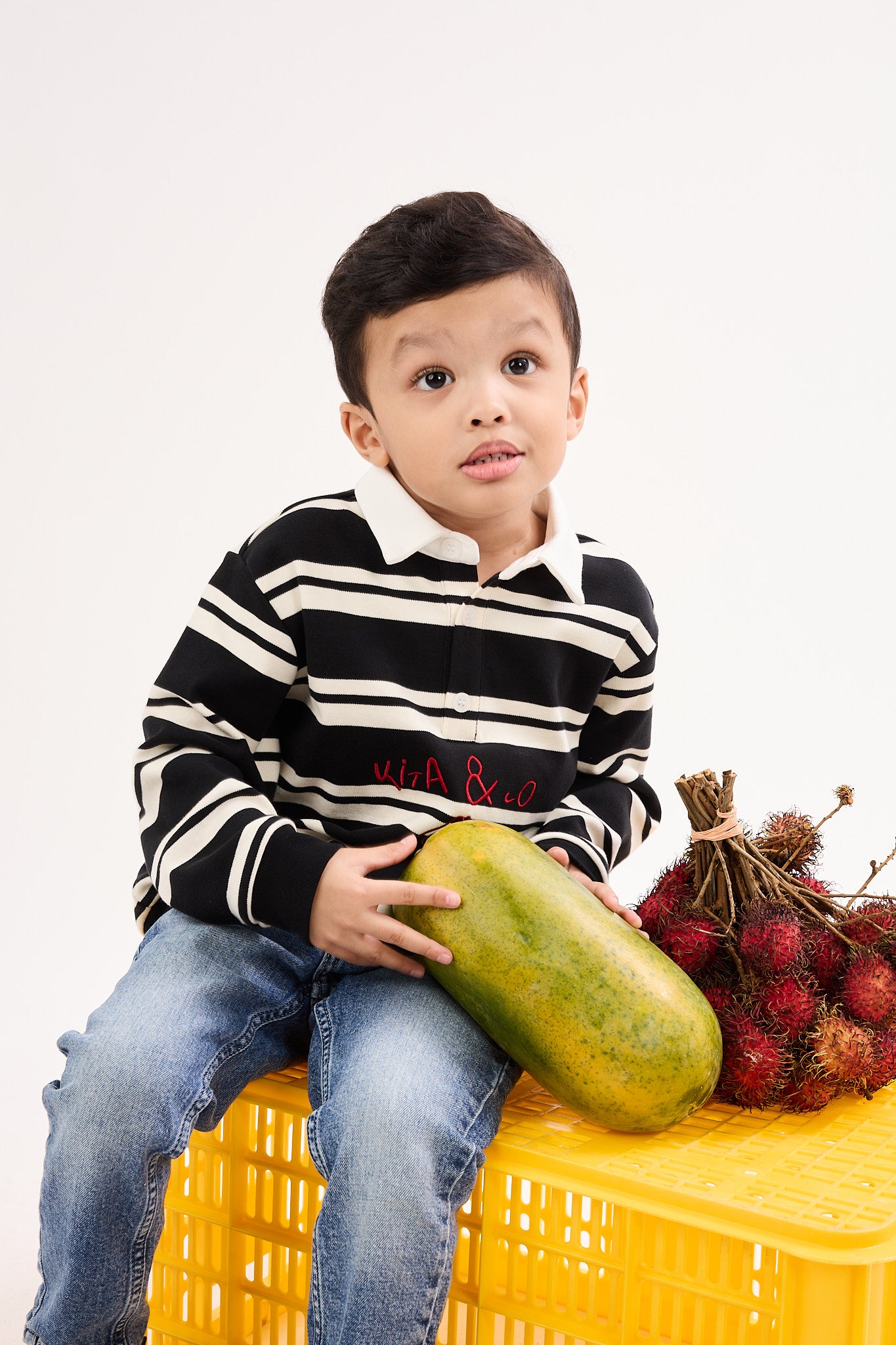 Papaya Black Mini Polo Shirt - Kids