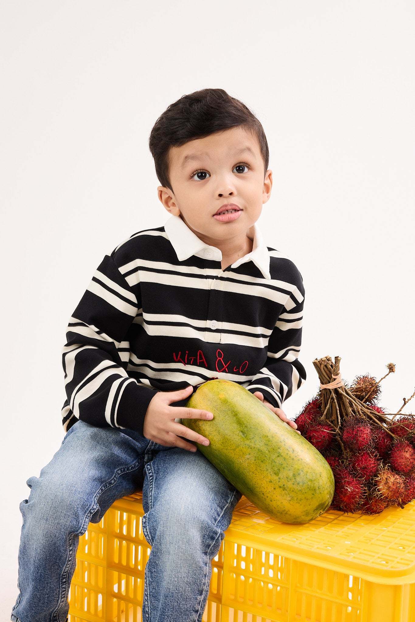 Papaya Black Mini Polo Shirt - Kids