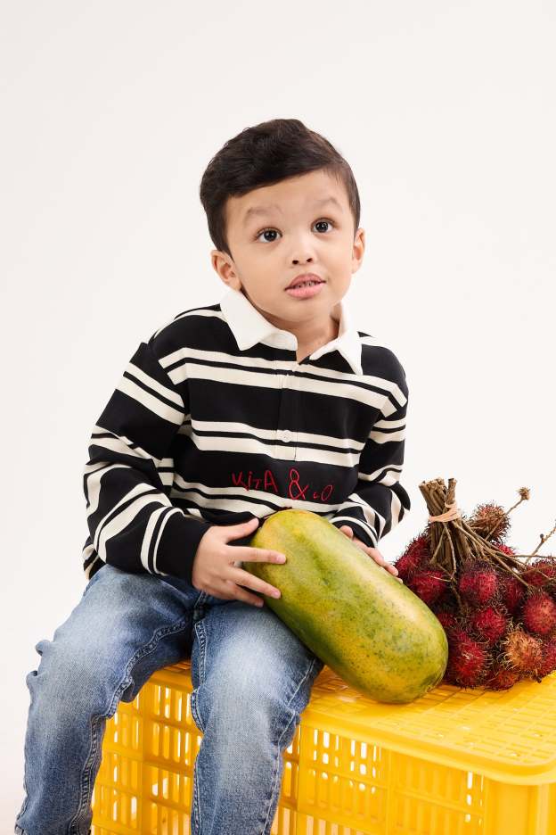 Papaya Black Mini Polo Shirt - Kids