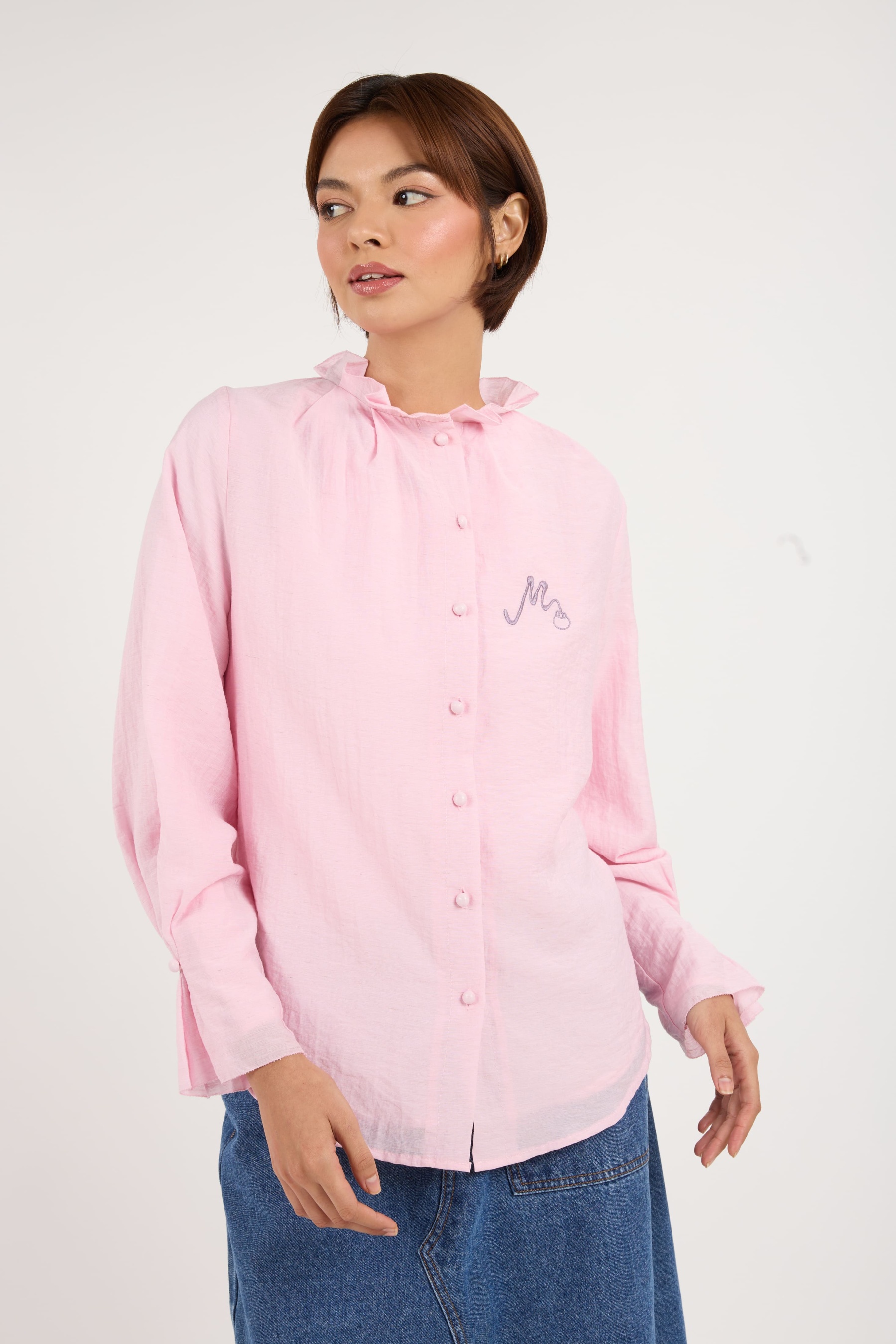 Manggis Soft Pink High Neck Top