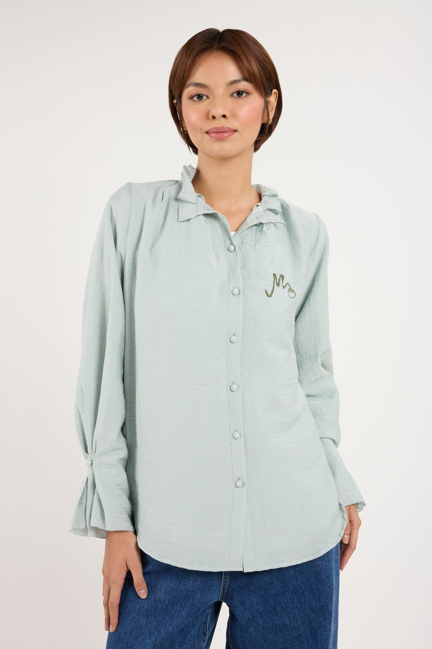 Manggis Blueish Grey High Neck Top