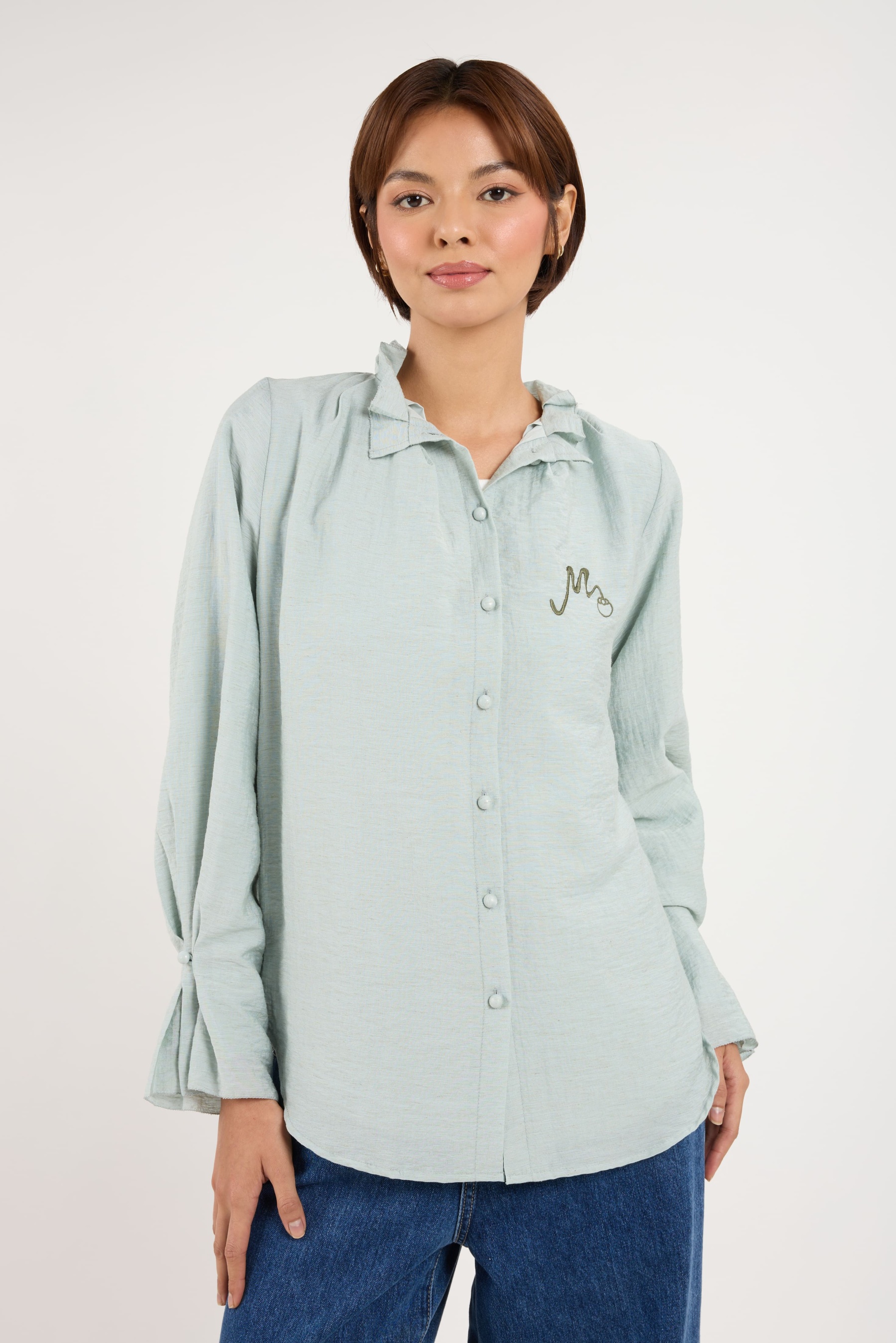 Manggis Blueish Grey High Neck Top