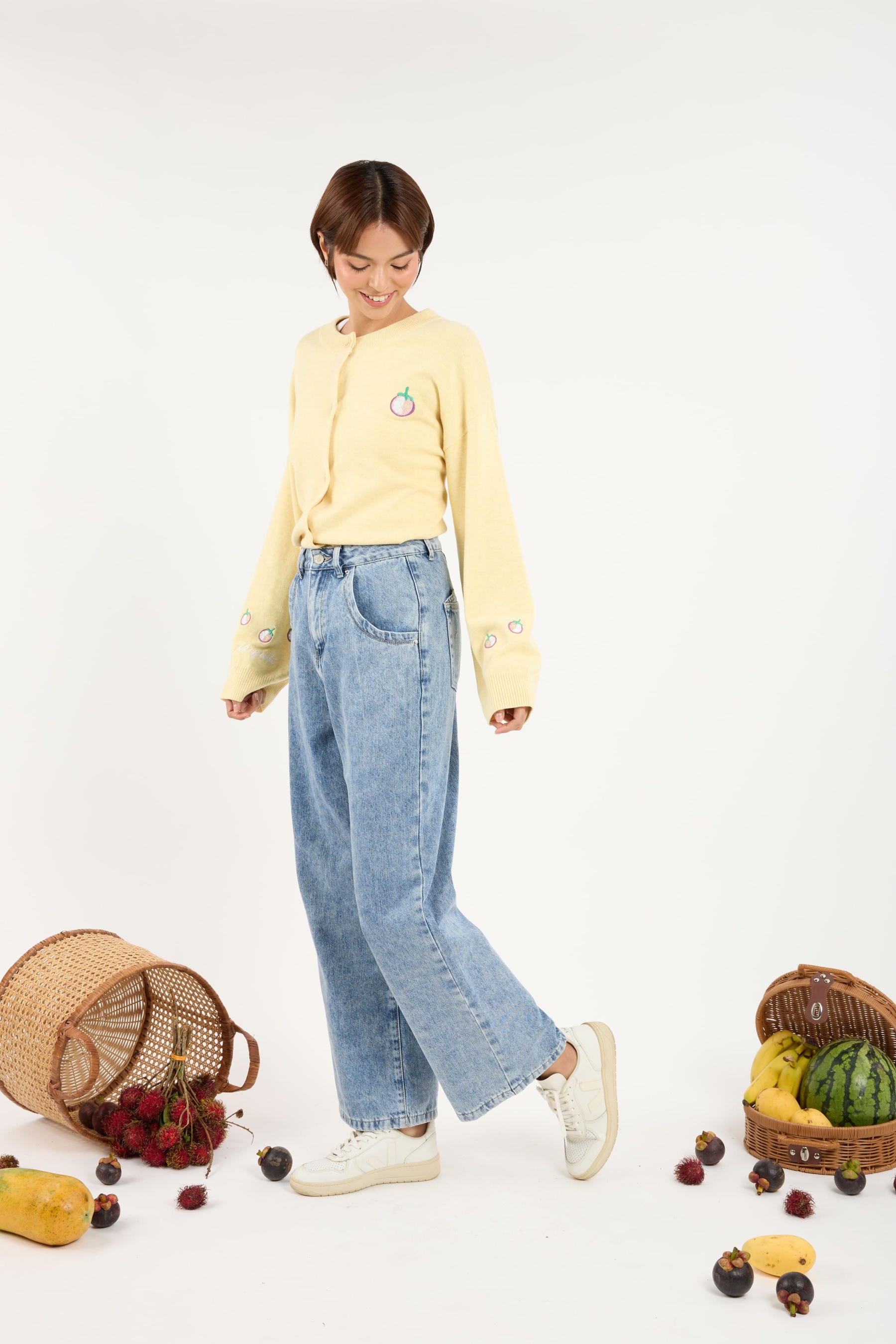 Lara Acid Wash Blue Wide Straight Jeans