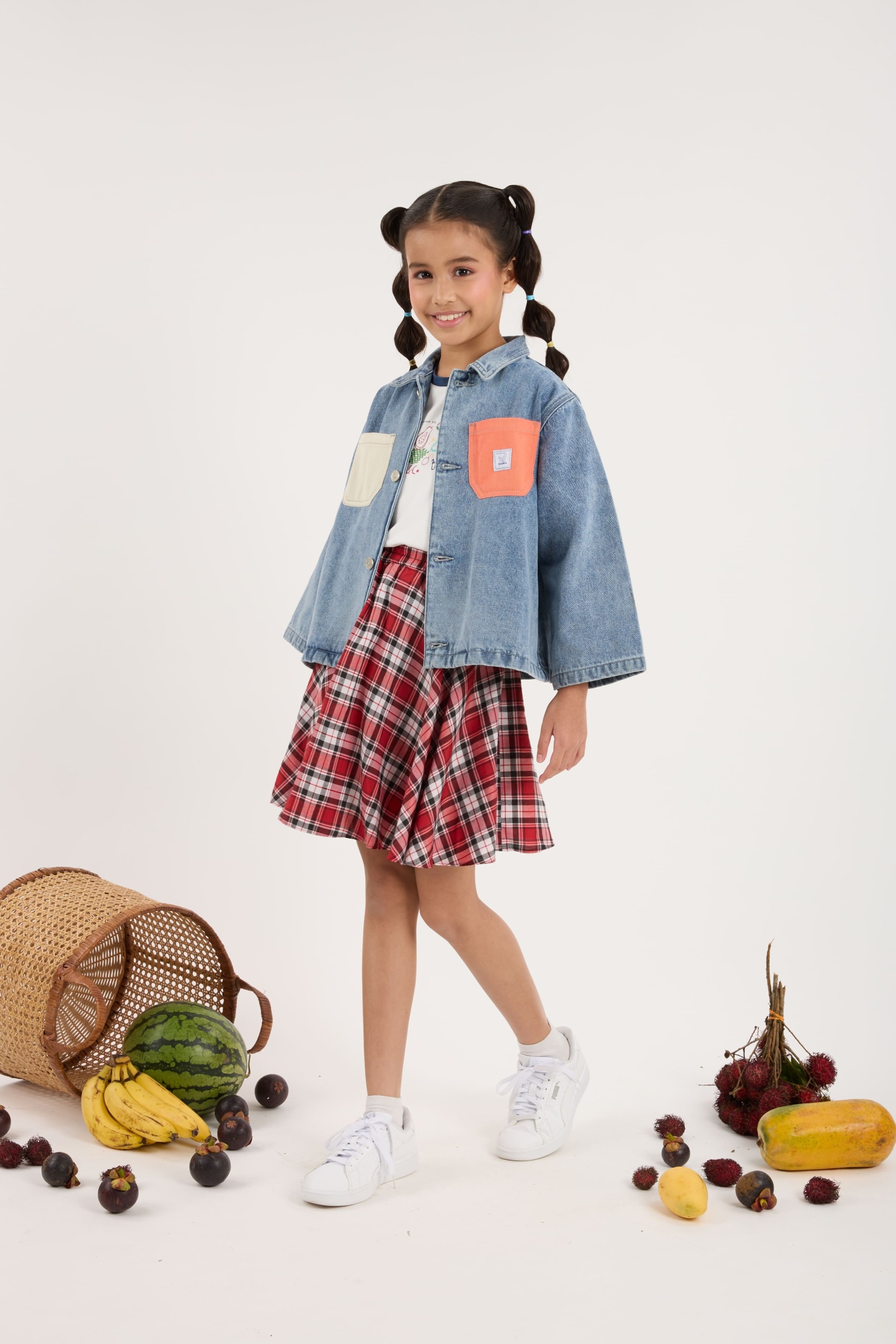 Acid Wash Blue Mini Oversized Denim Shirt - Kids