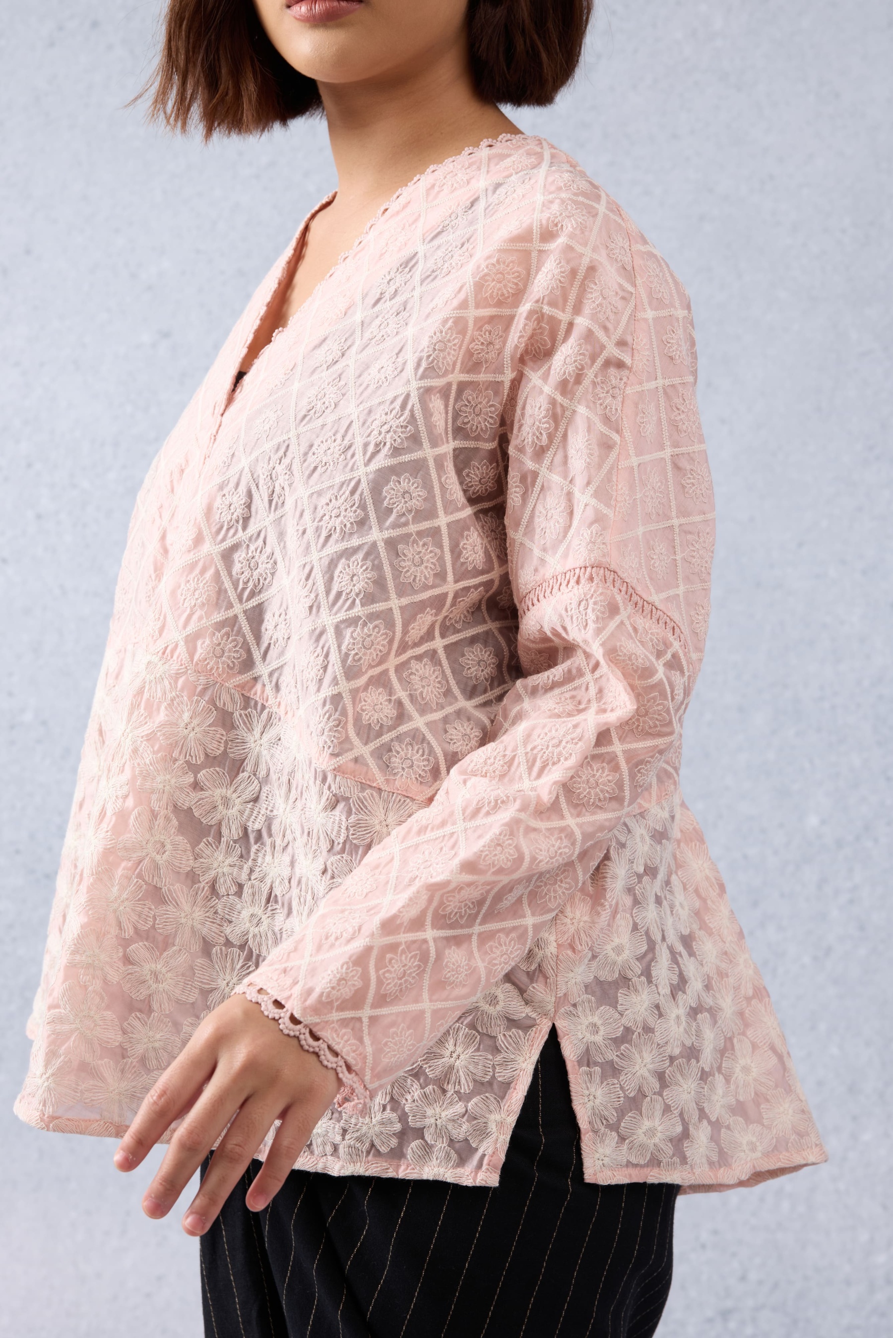 Harum Dusty Pink Boxy Lace Top