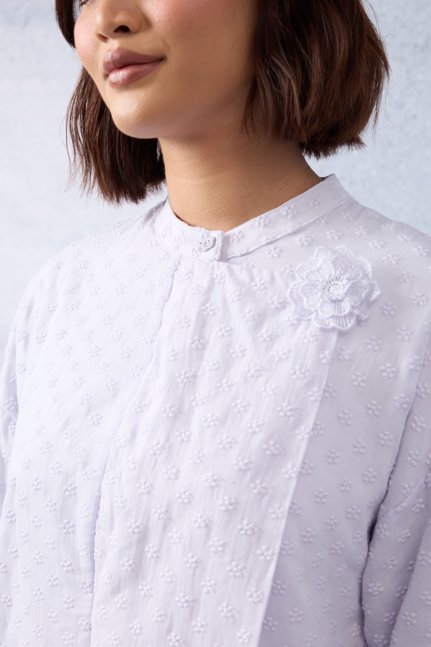 Murni Lilac Textured Floral Kurung Set
