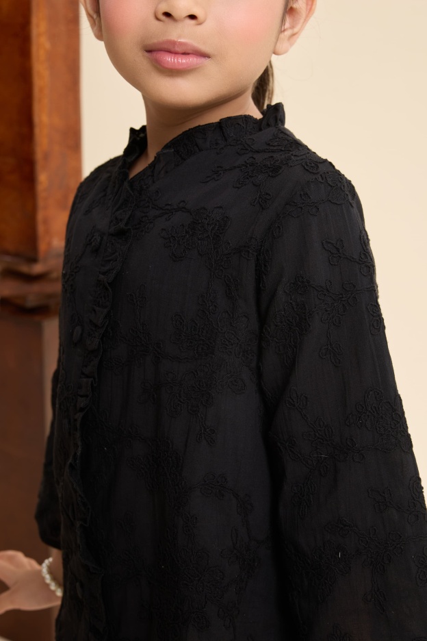 Aryana Black Mini Ruffle Kebaya Set