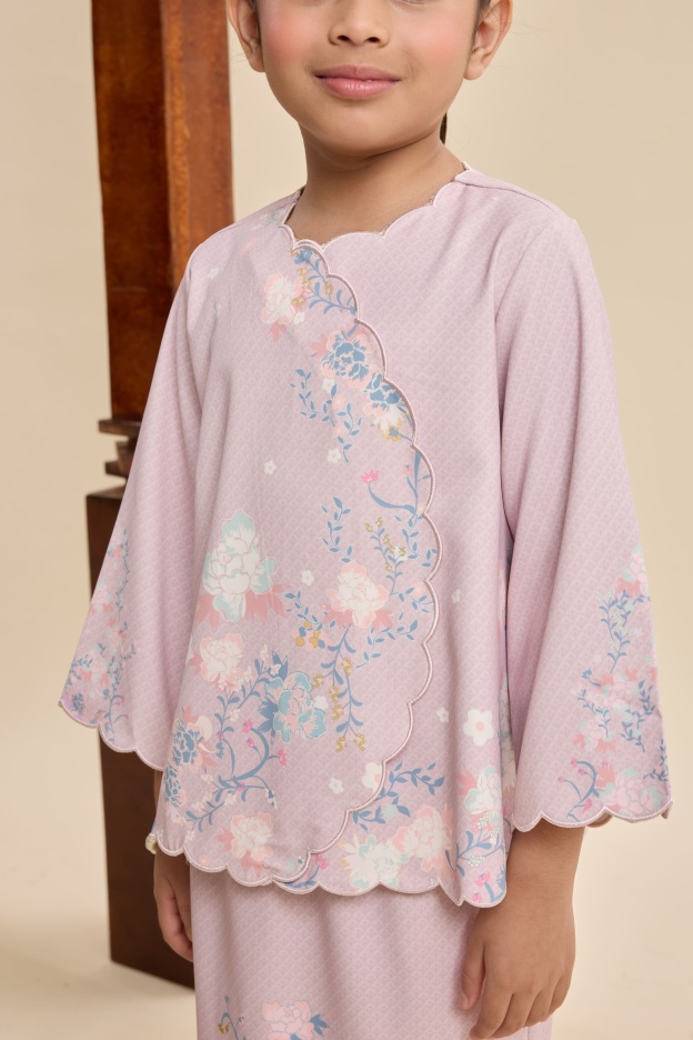 Amala Blush Pink Mini Scallop Kurung Set