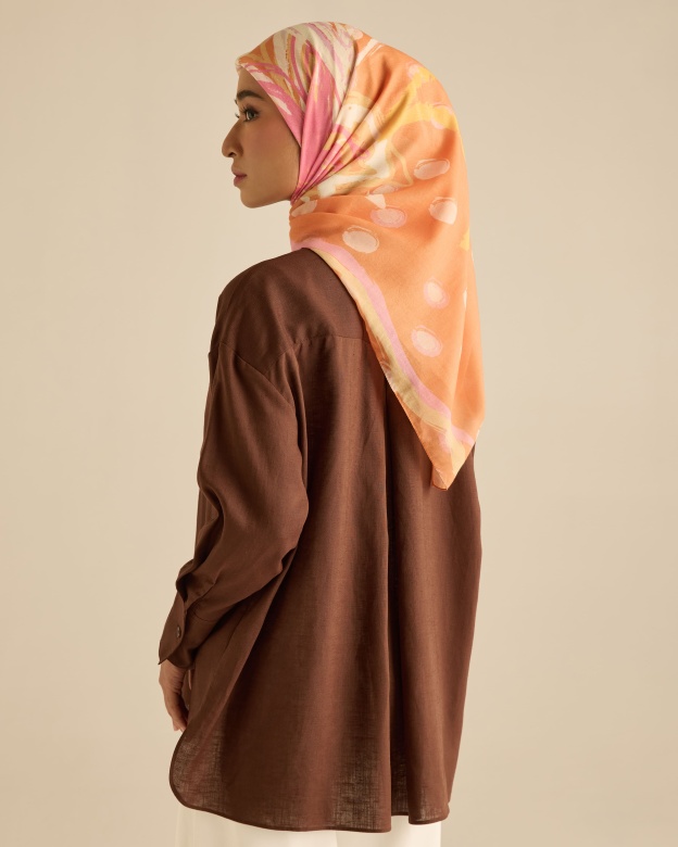 Cassia Orange Square Voile Scarf