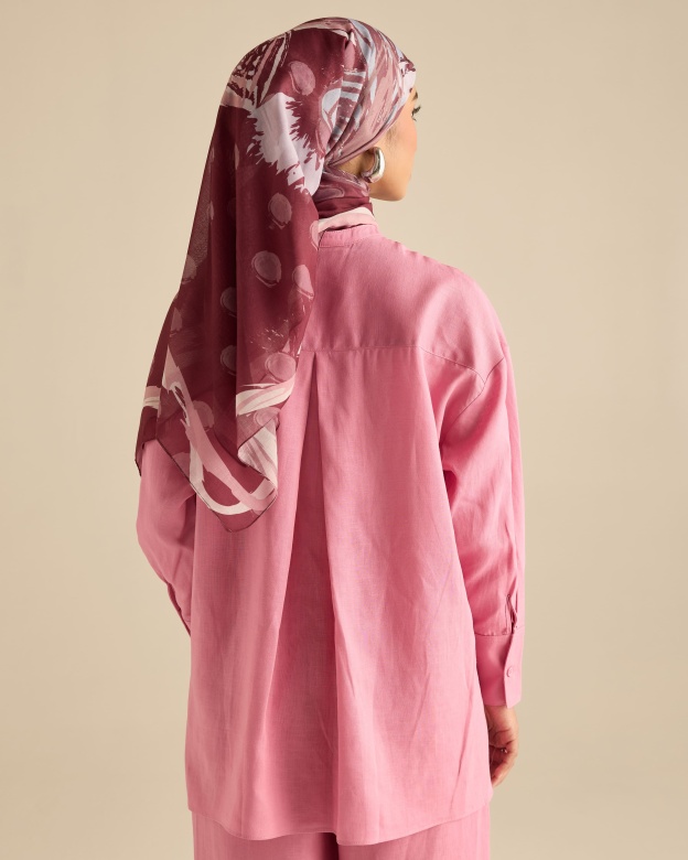 Cassia Plum Square Voile Scarf