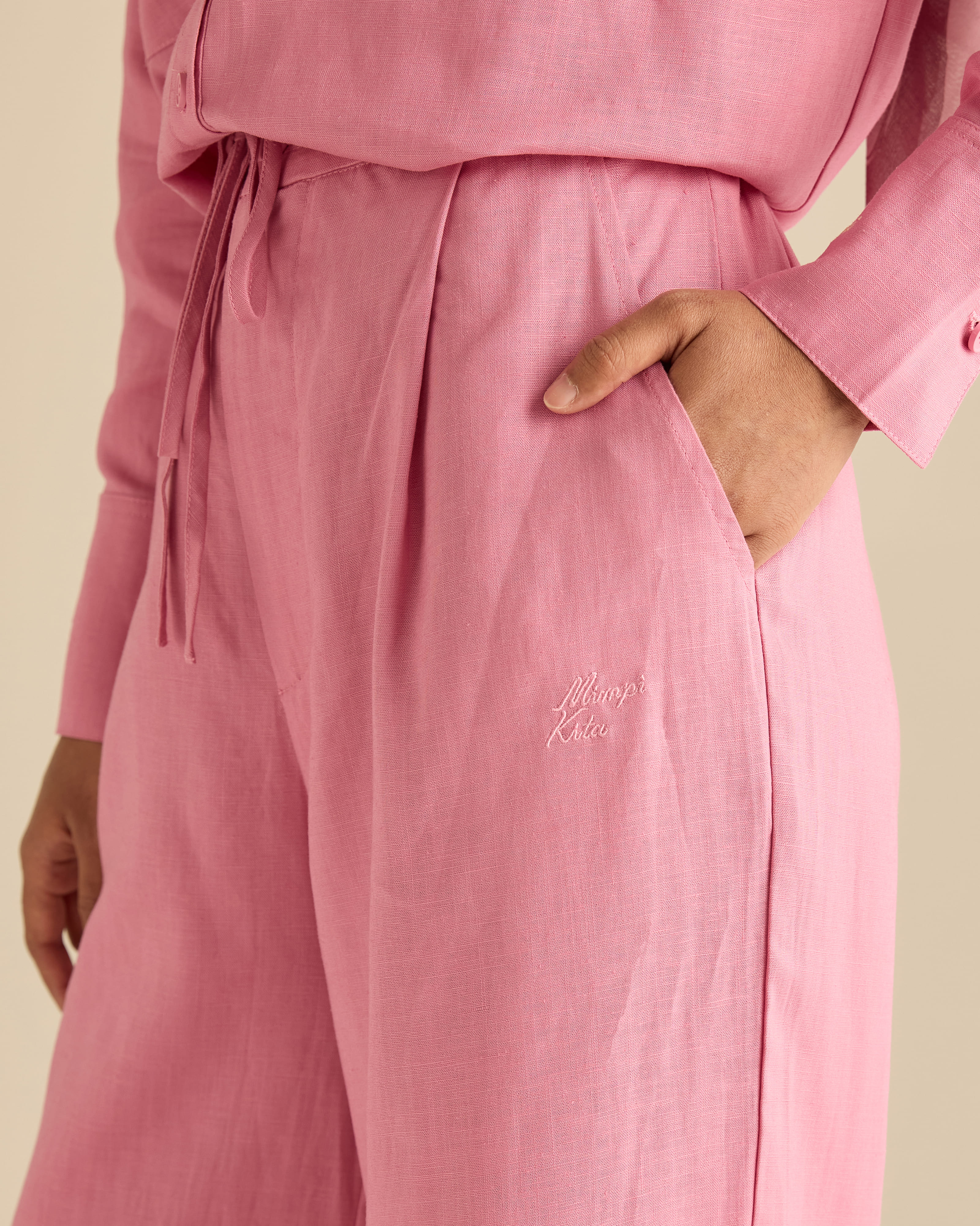 Calma Soft Pink Linen Pants
