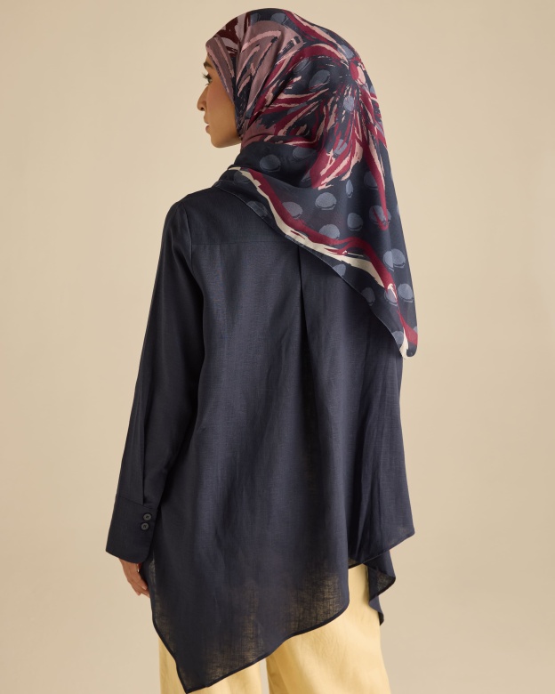 Cassia Navy Square Voile Scarf