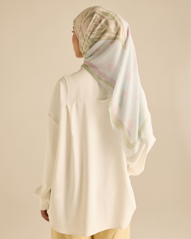 Cassia Soft Blue Square Voile Scarf