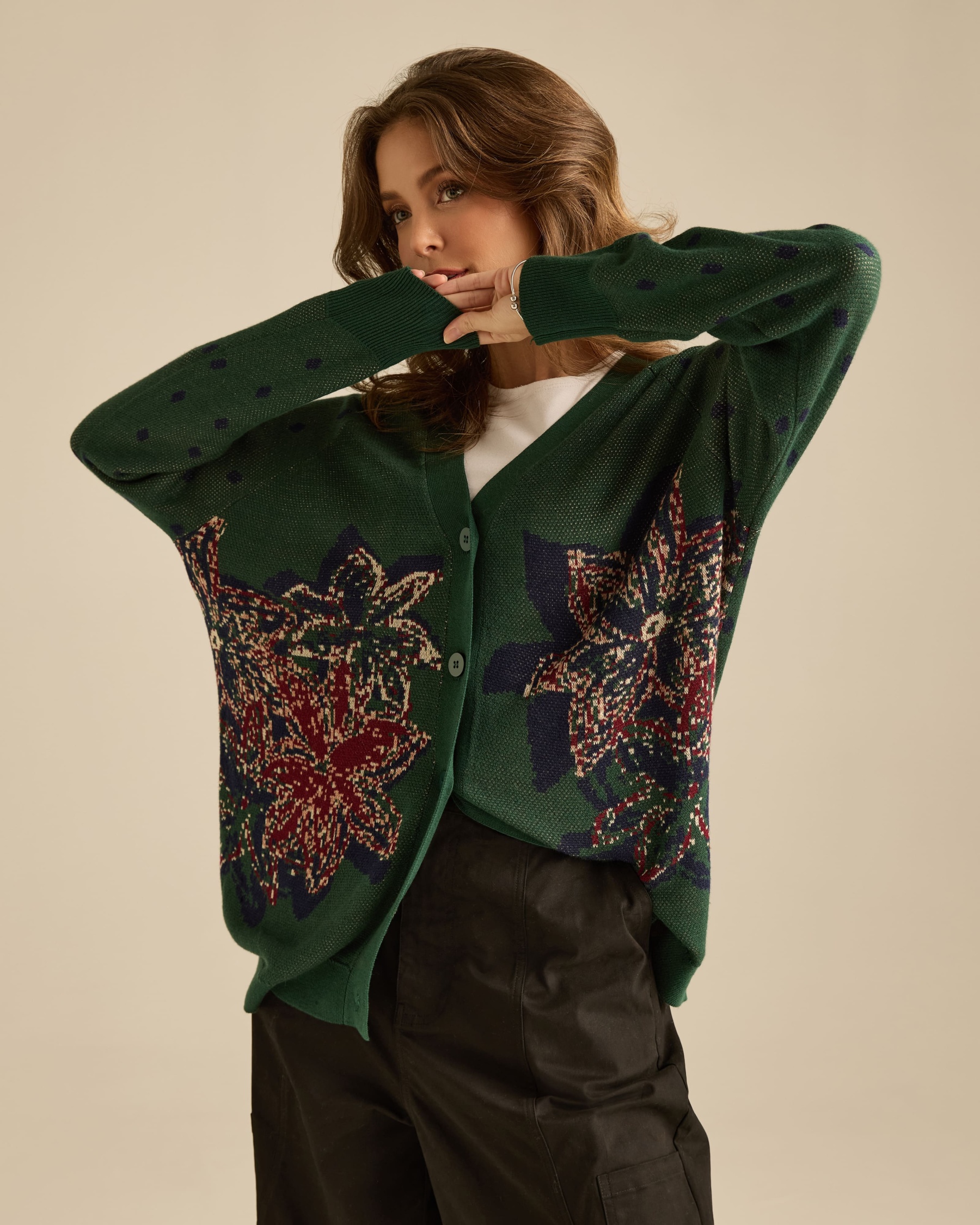 Amora Emerald Knitted Wool Cardigan