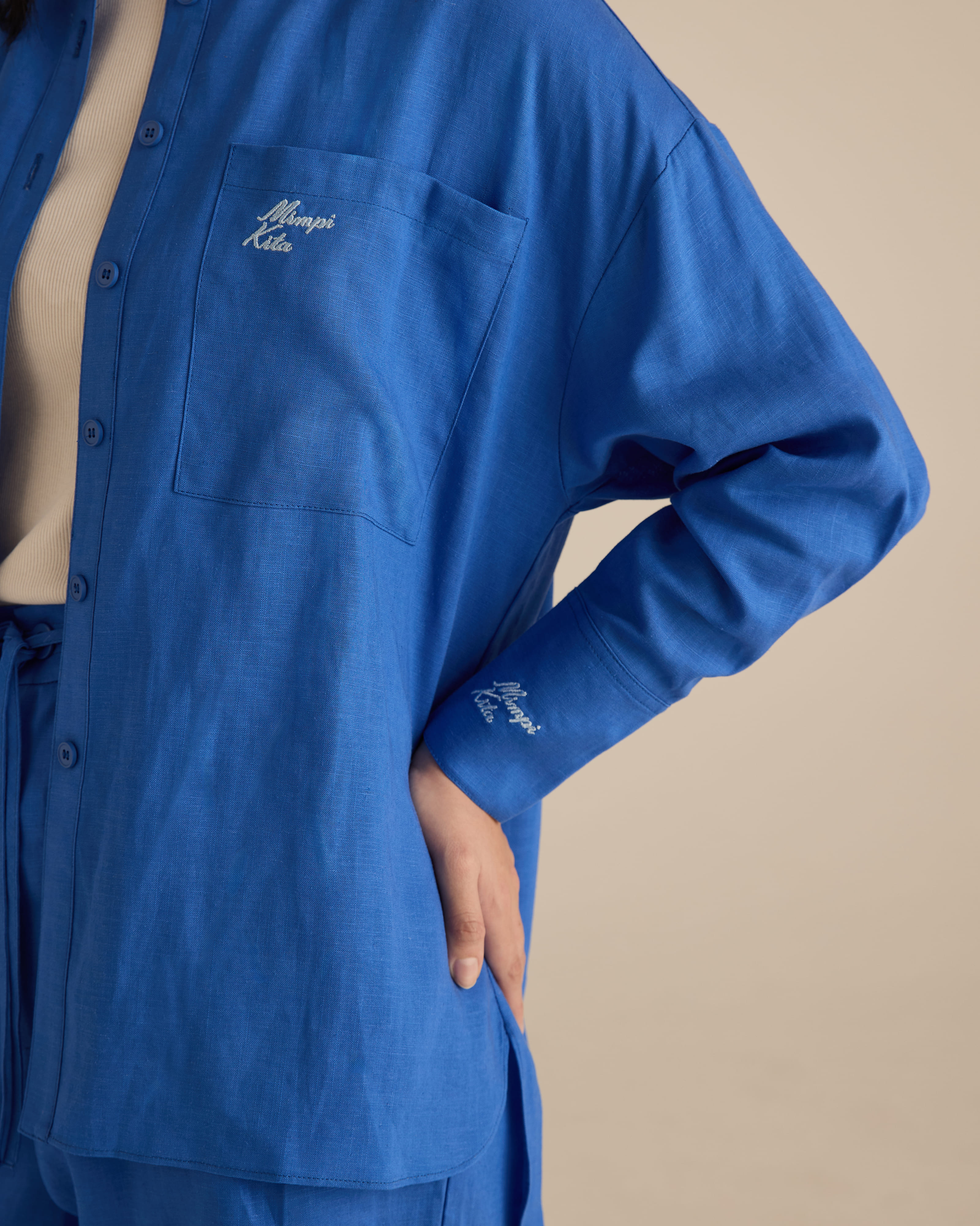 Mila Sonic Blue Linen Shirt