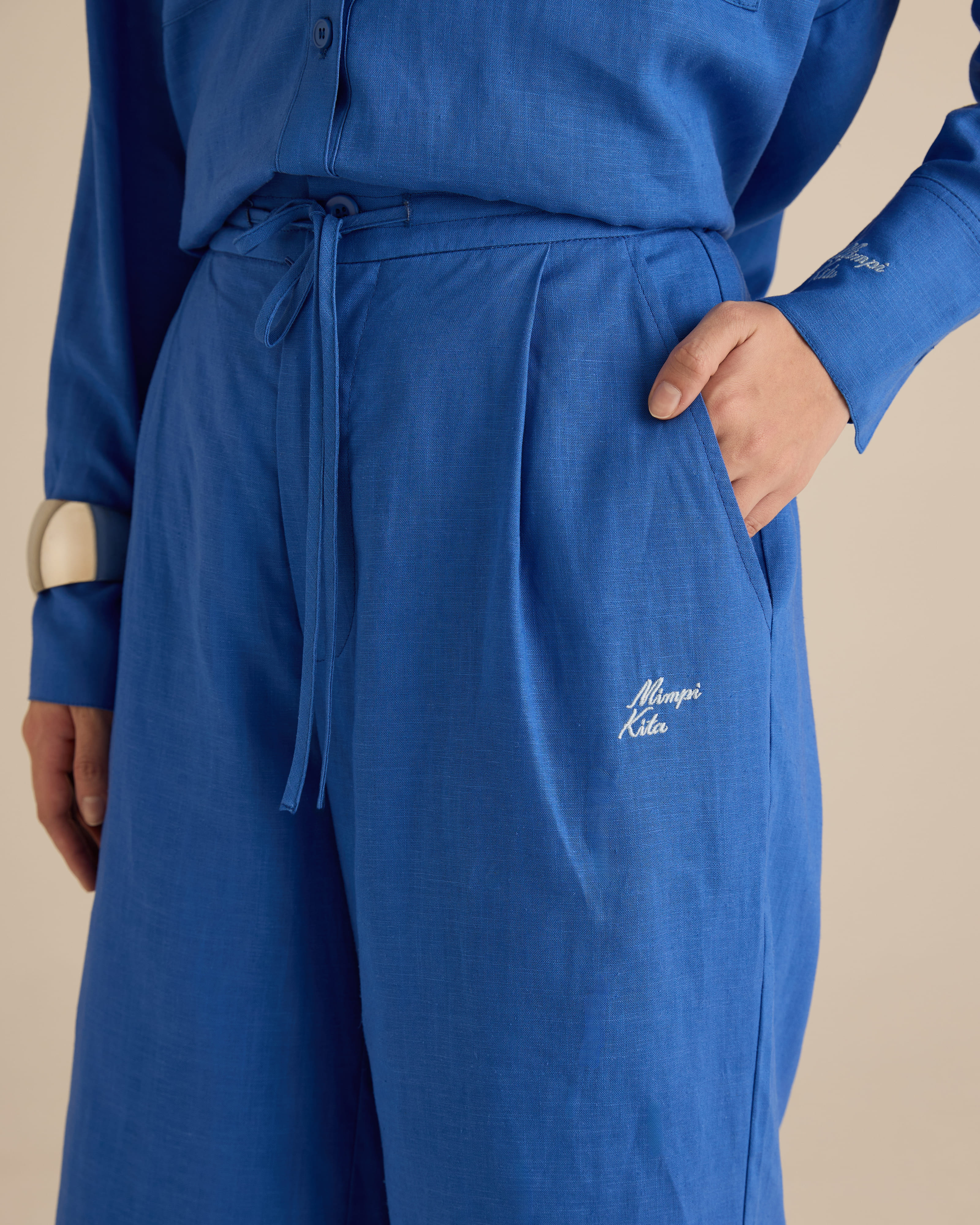 Mila Sonic Blue Linen Pants