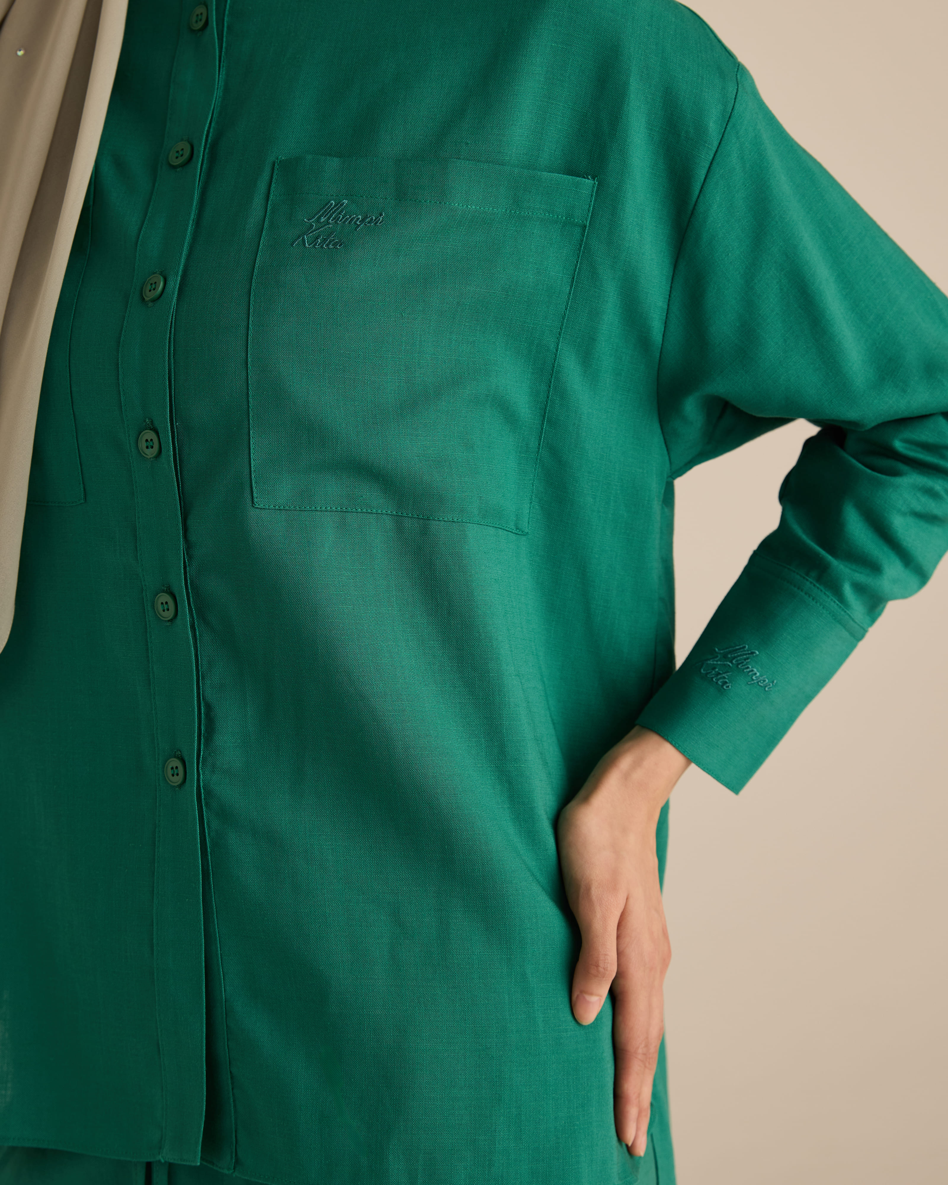 Mila Evergreen Linen Shirt