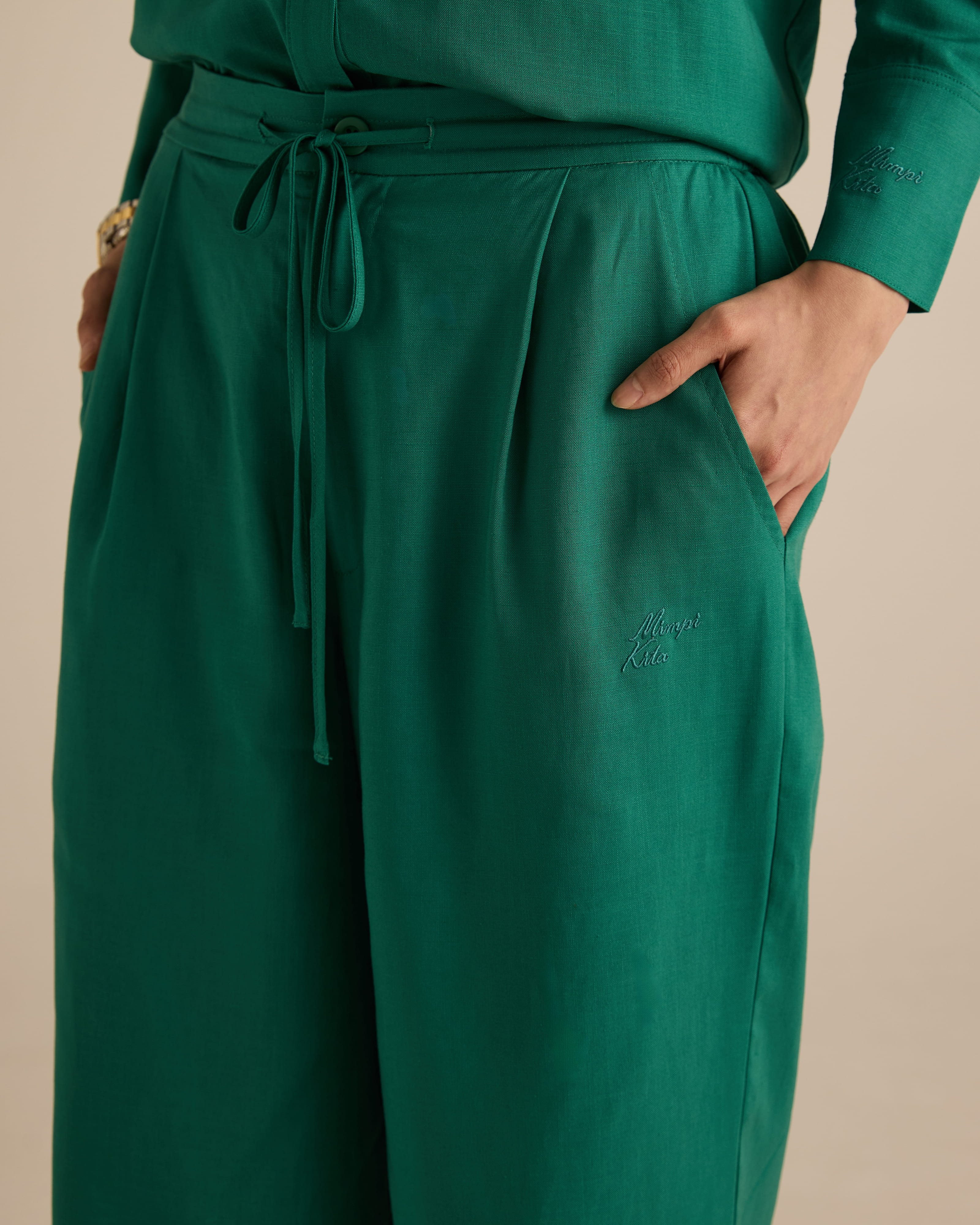 Mila Evergreen Linen Pants