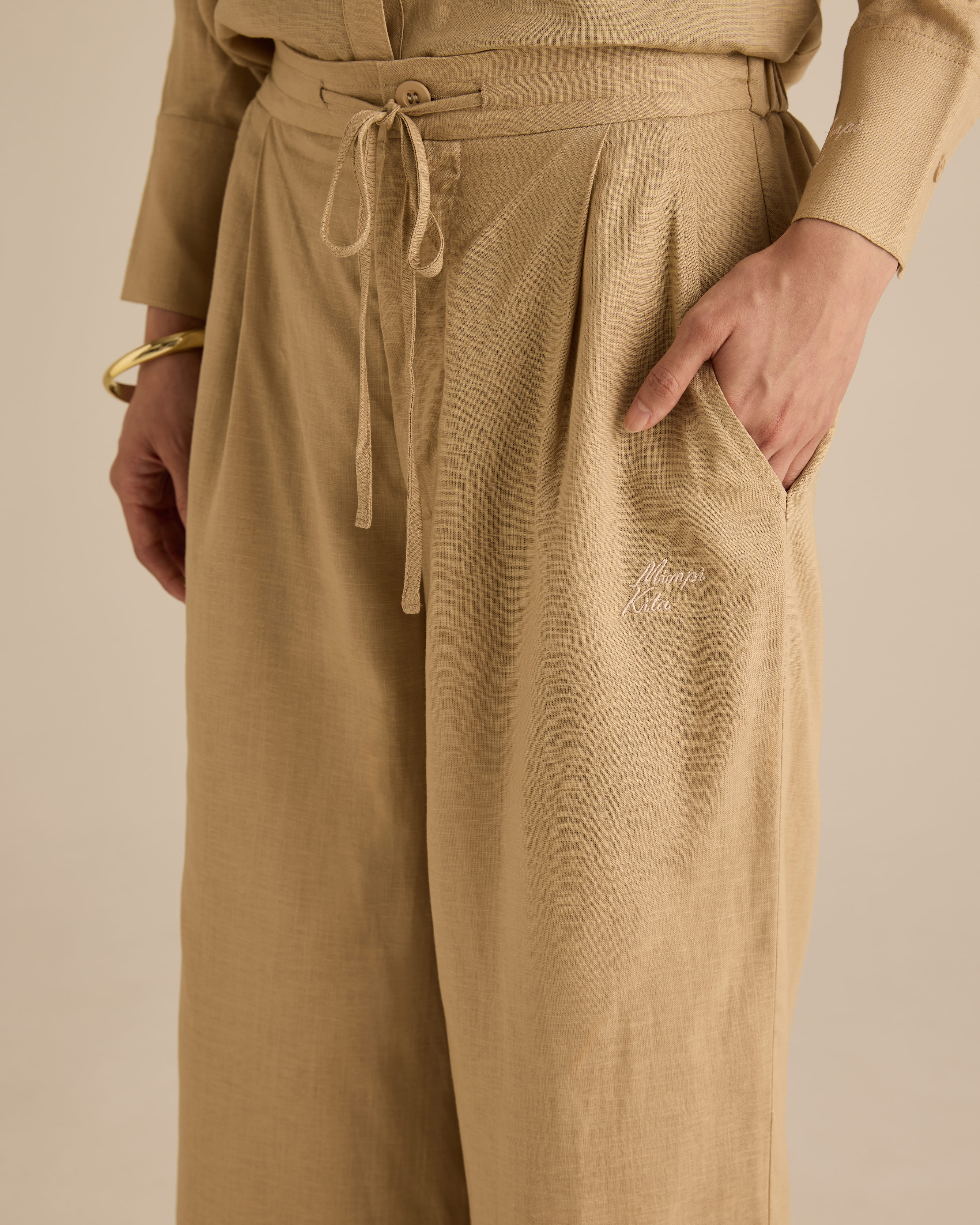 Mila Nude Linen Pants
